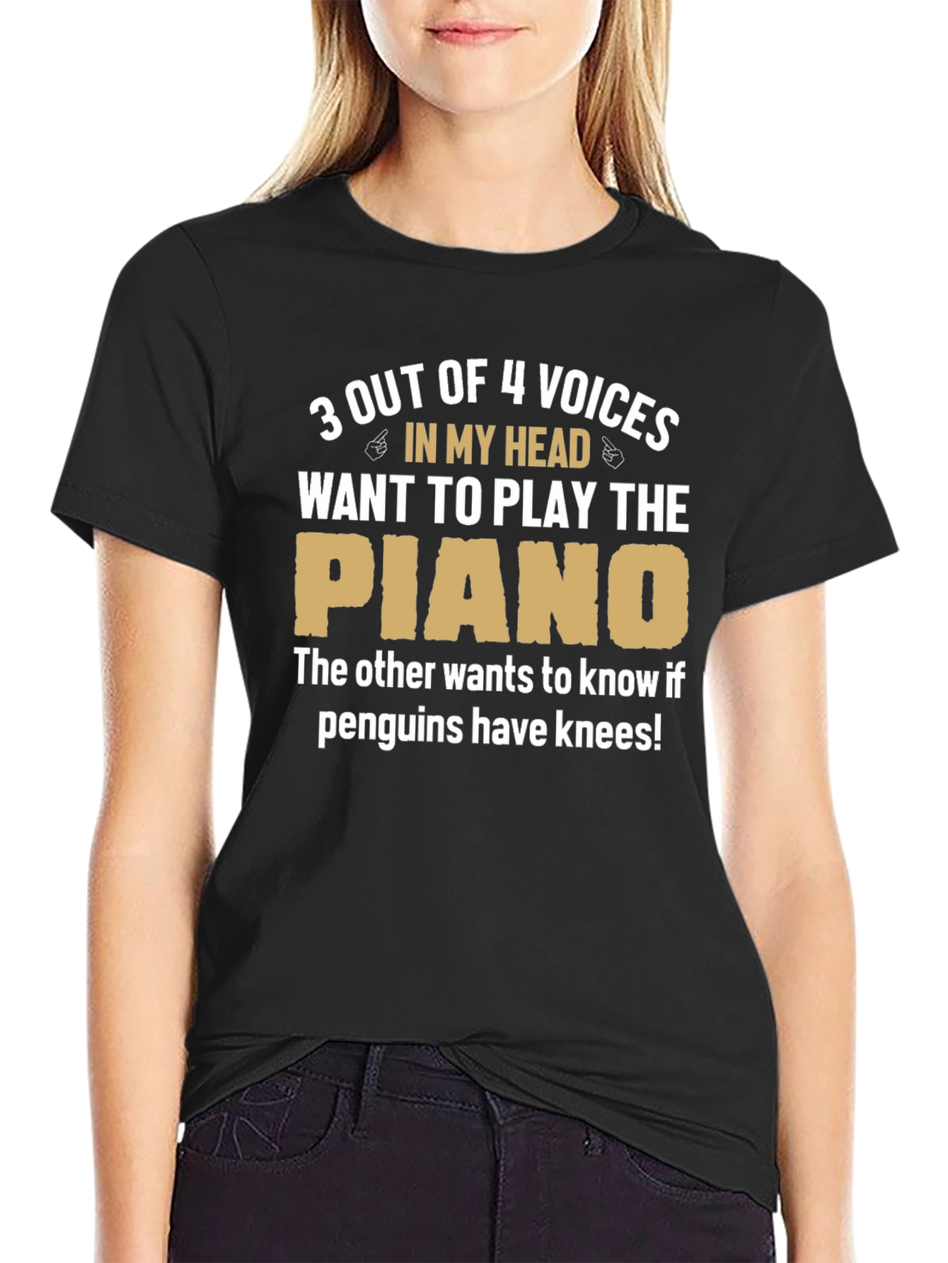 Funny Piano T-Shirt: 3 Voices Want to Play!