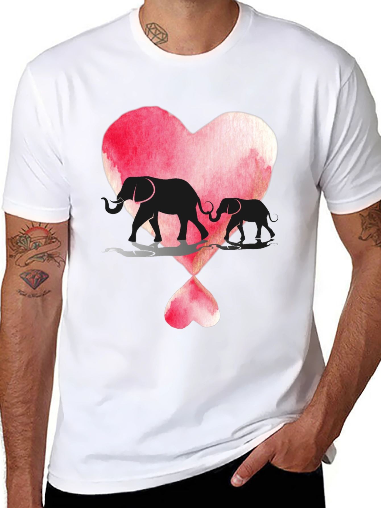 Elephant Love Heart Graphic T-Shirt