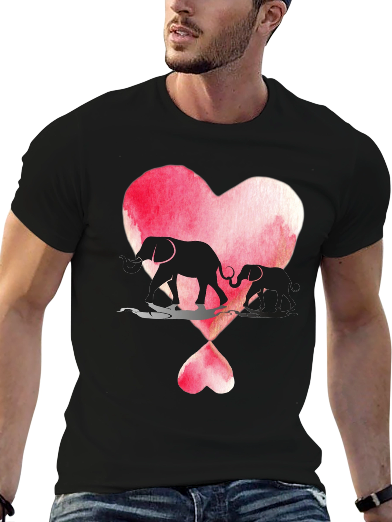 Elephant Love Heart Graphic T-Shirt