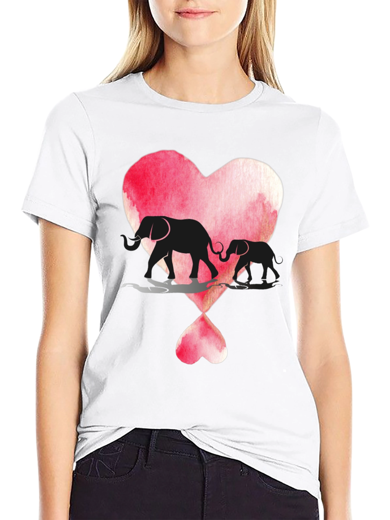 Elephant Love Heart Graphic T-Shirt
