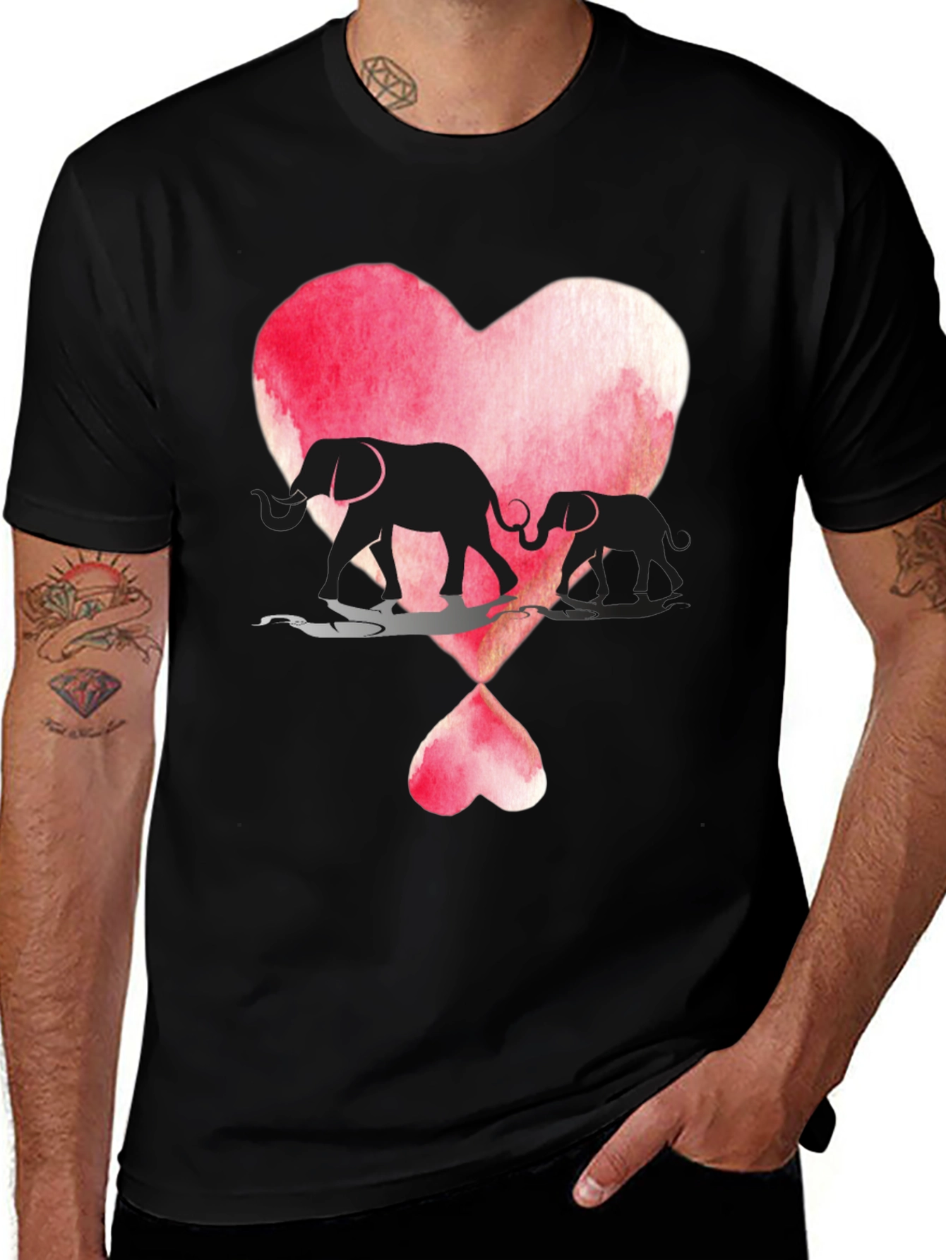 Elephant Love Heart Graphic T-Shirt