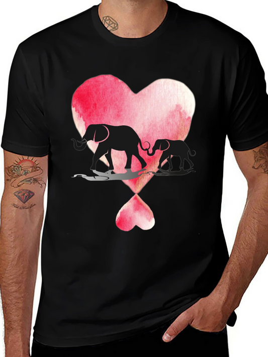 Elephant Love Heart Graphic T-Shirt