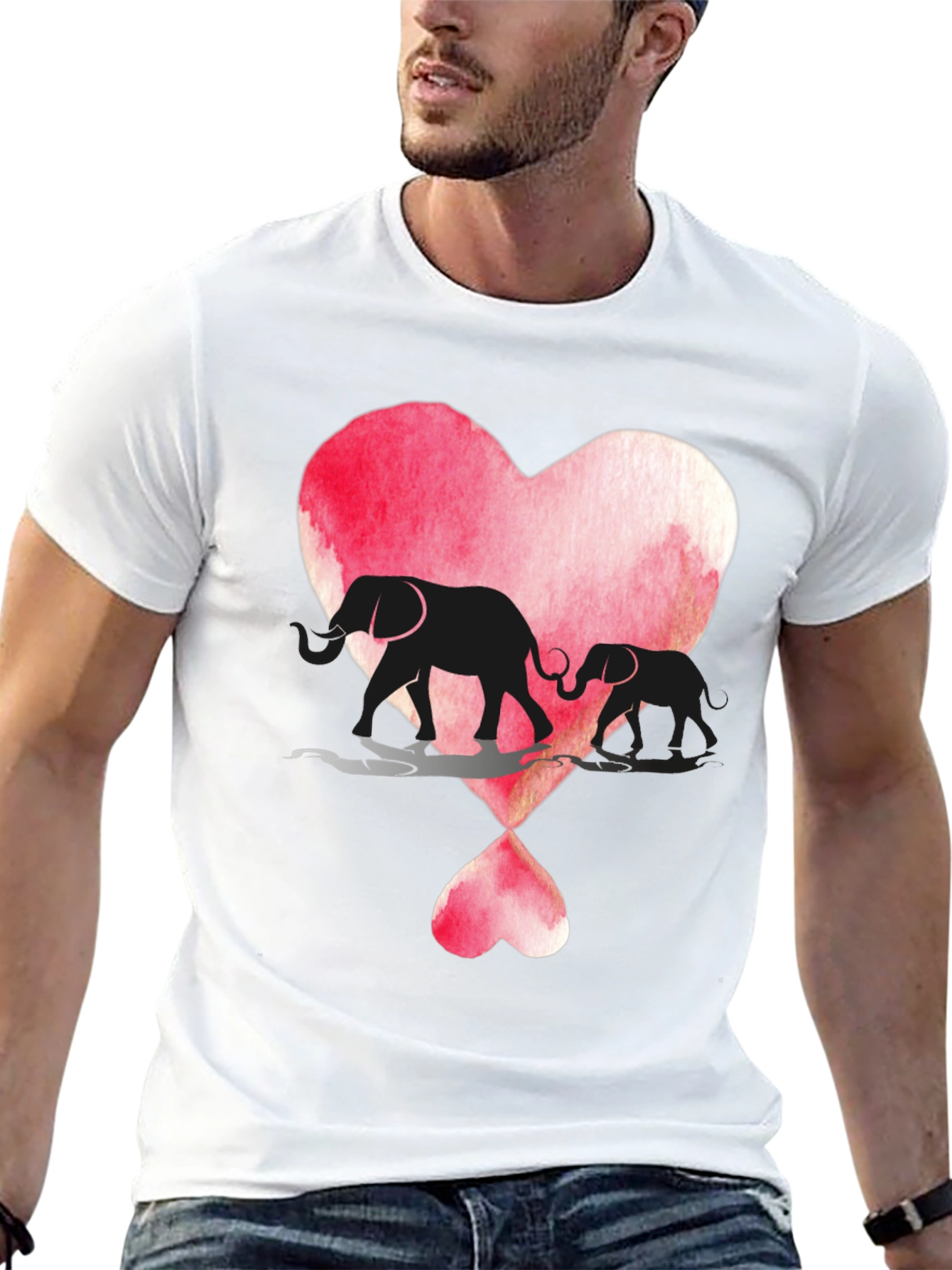 Elephant Love Heart Graphic T-Shirt