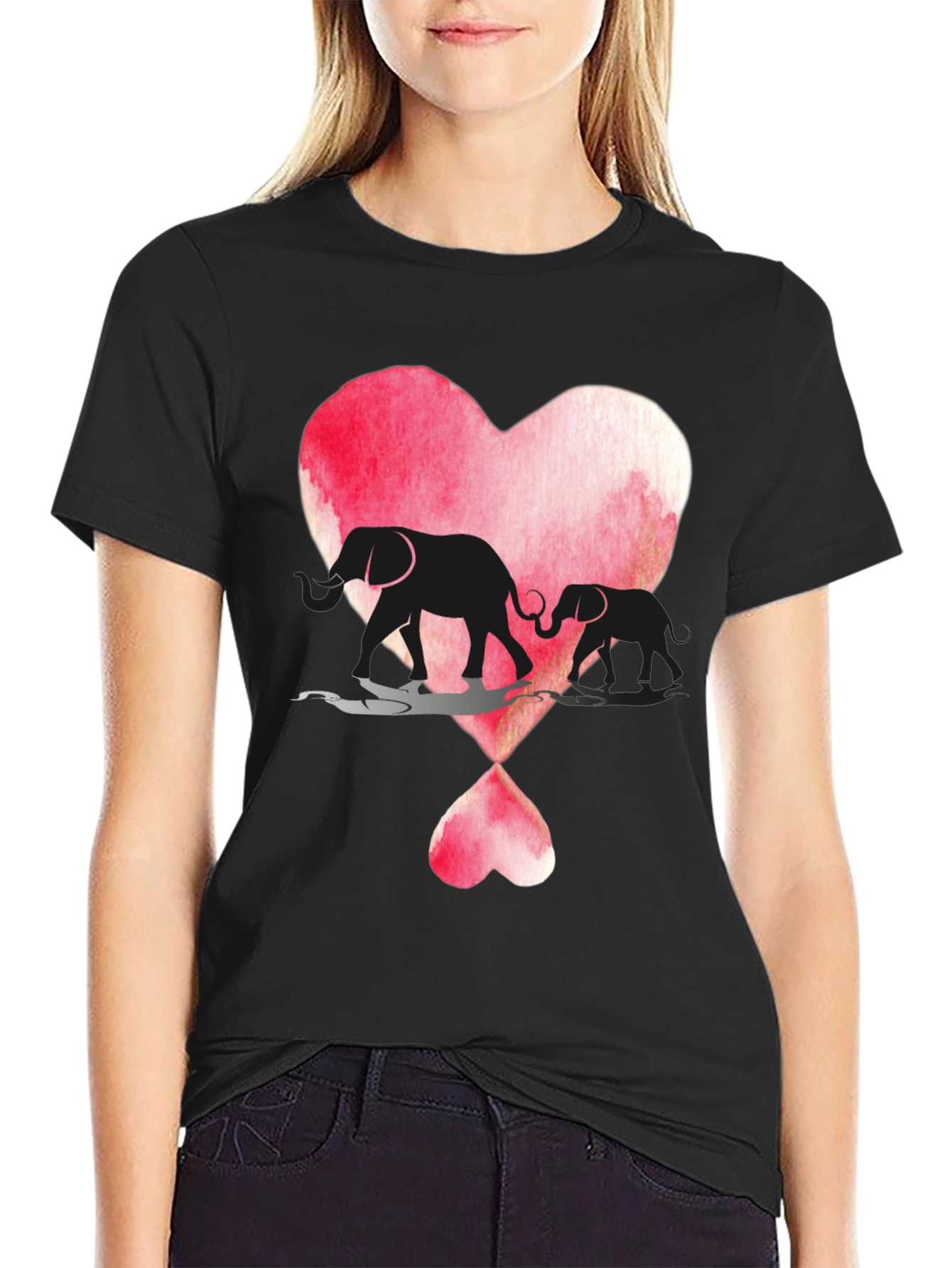 Elephant Love Heart Graphic T-Shirt
