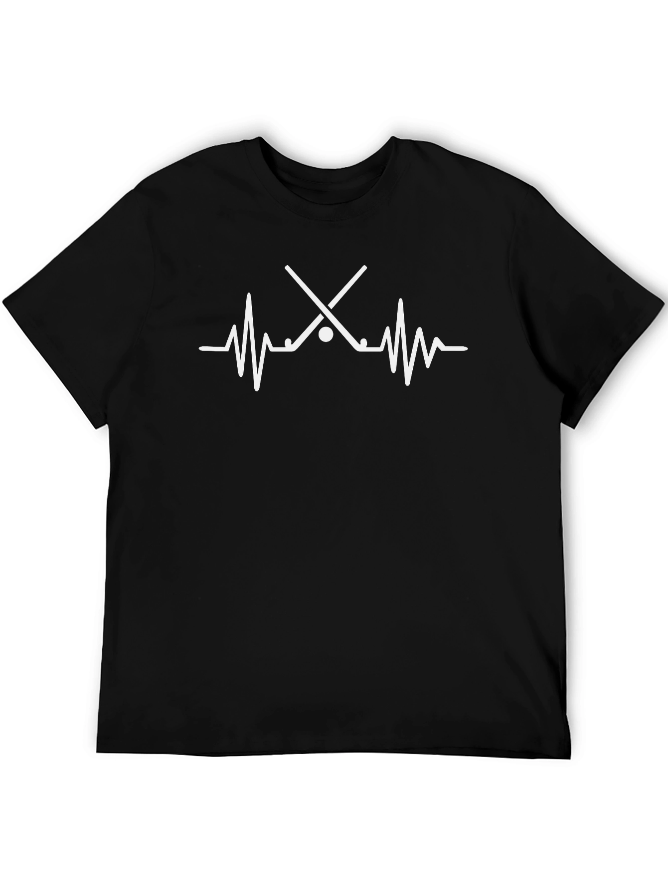 Hockey Heartbeat T-Shirt - Black Cotton Tee