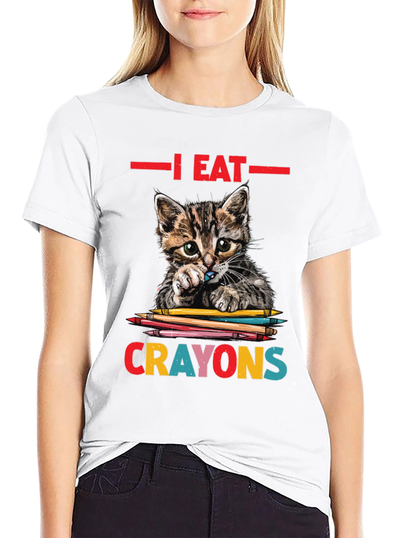 I Eat Crayons Cat Graphic Tee