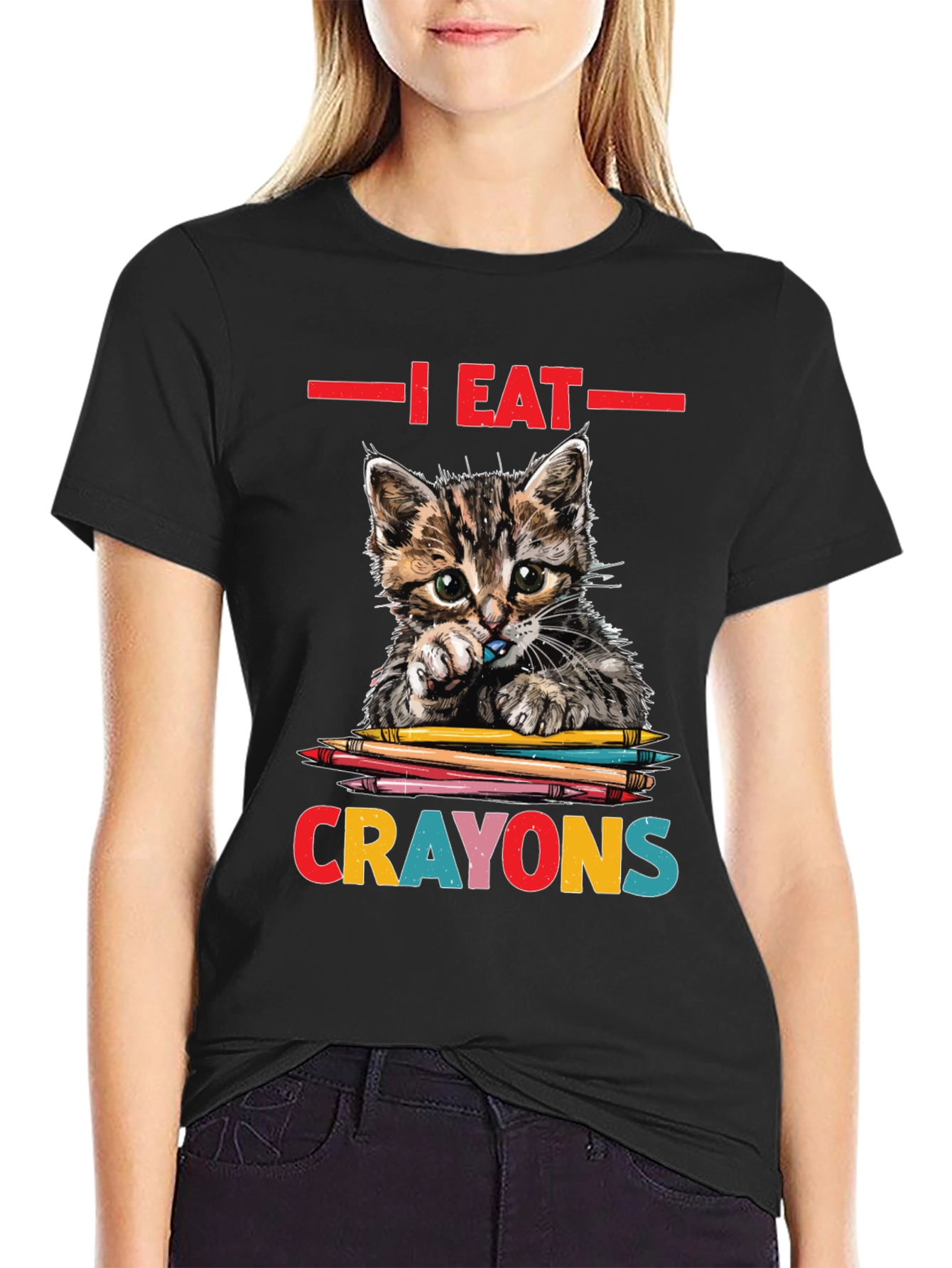I Eat Crayons Cat Graphic Tee