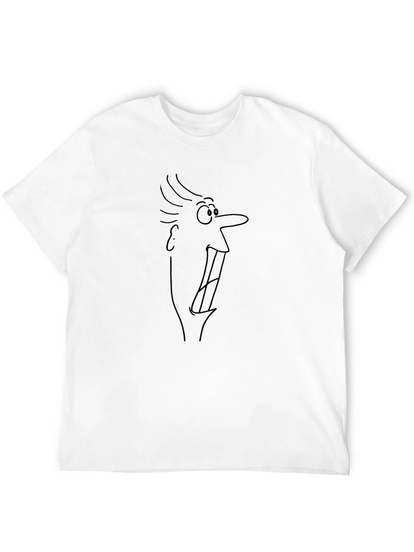 Cartoon Face Graphic Tee - Black Cotton Blend