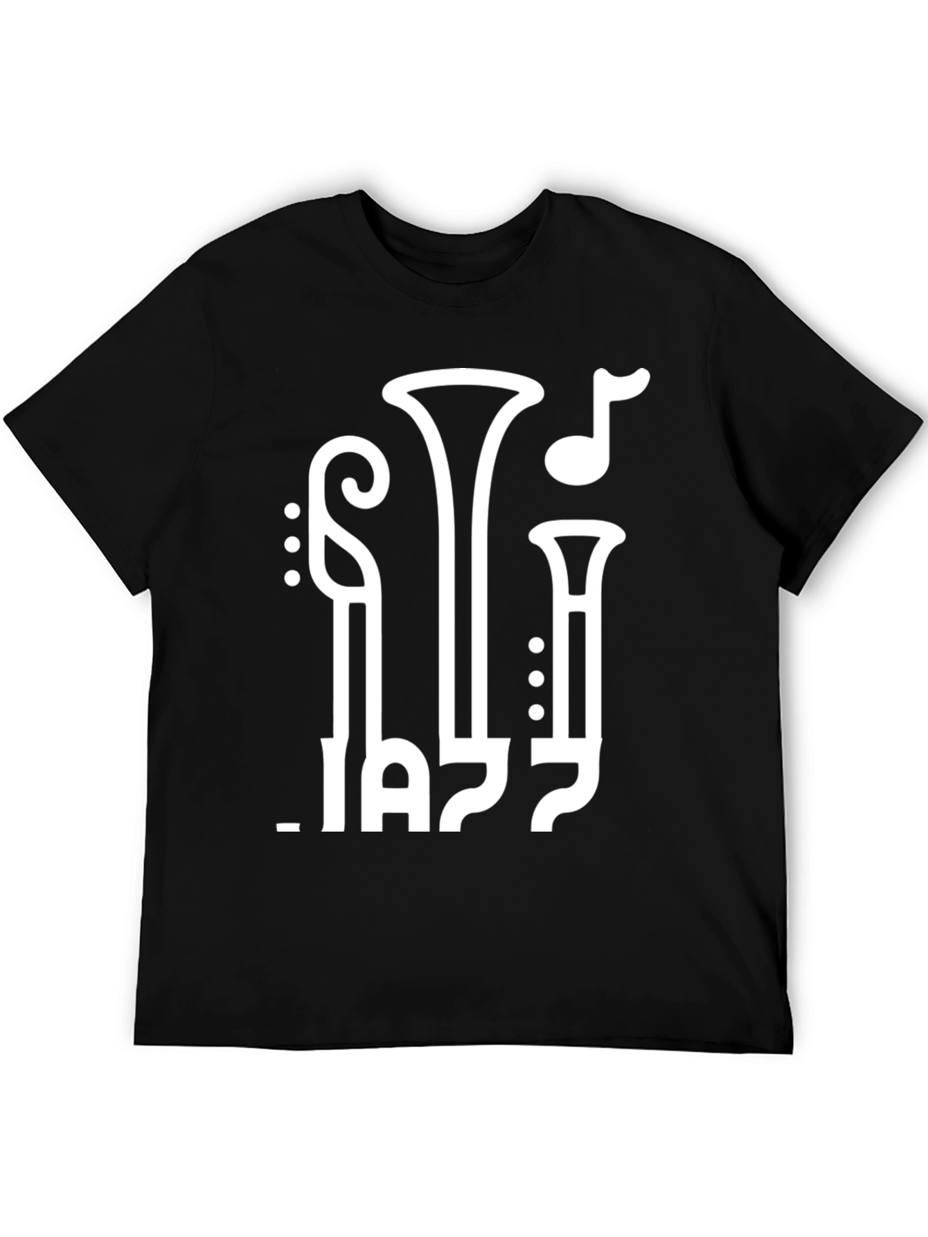 JAZZ Music T-Shirt Graphic Tee Trumpet Black