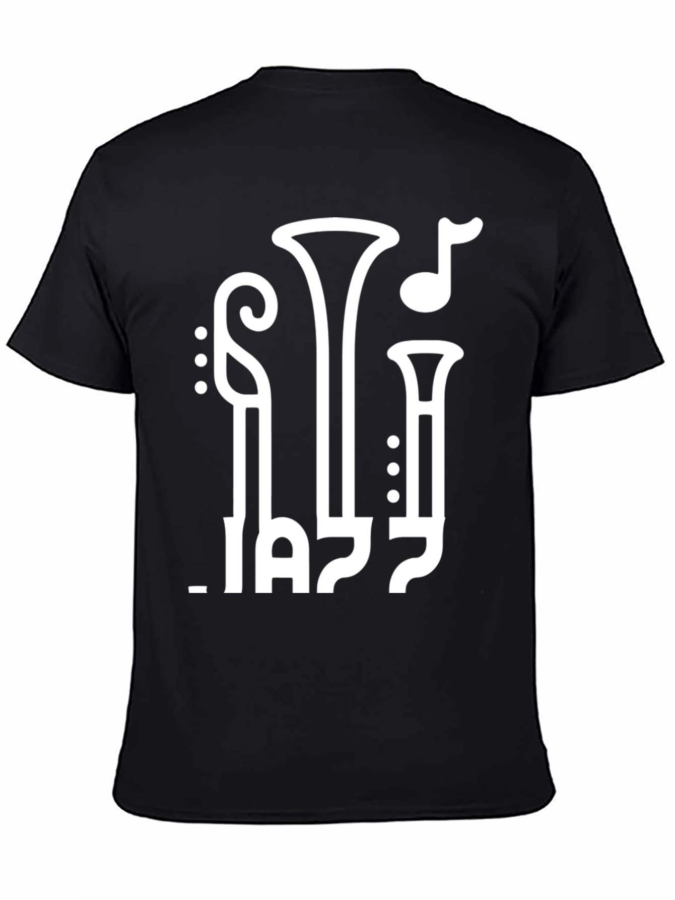 JAZZ Music T-Shirt Graphic Tee Trumpet Black