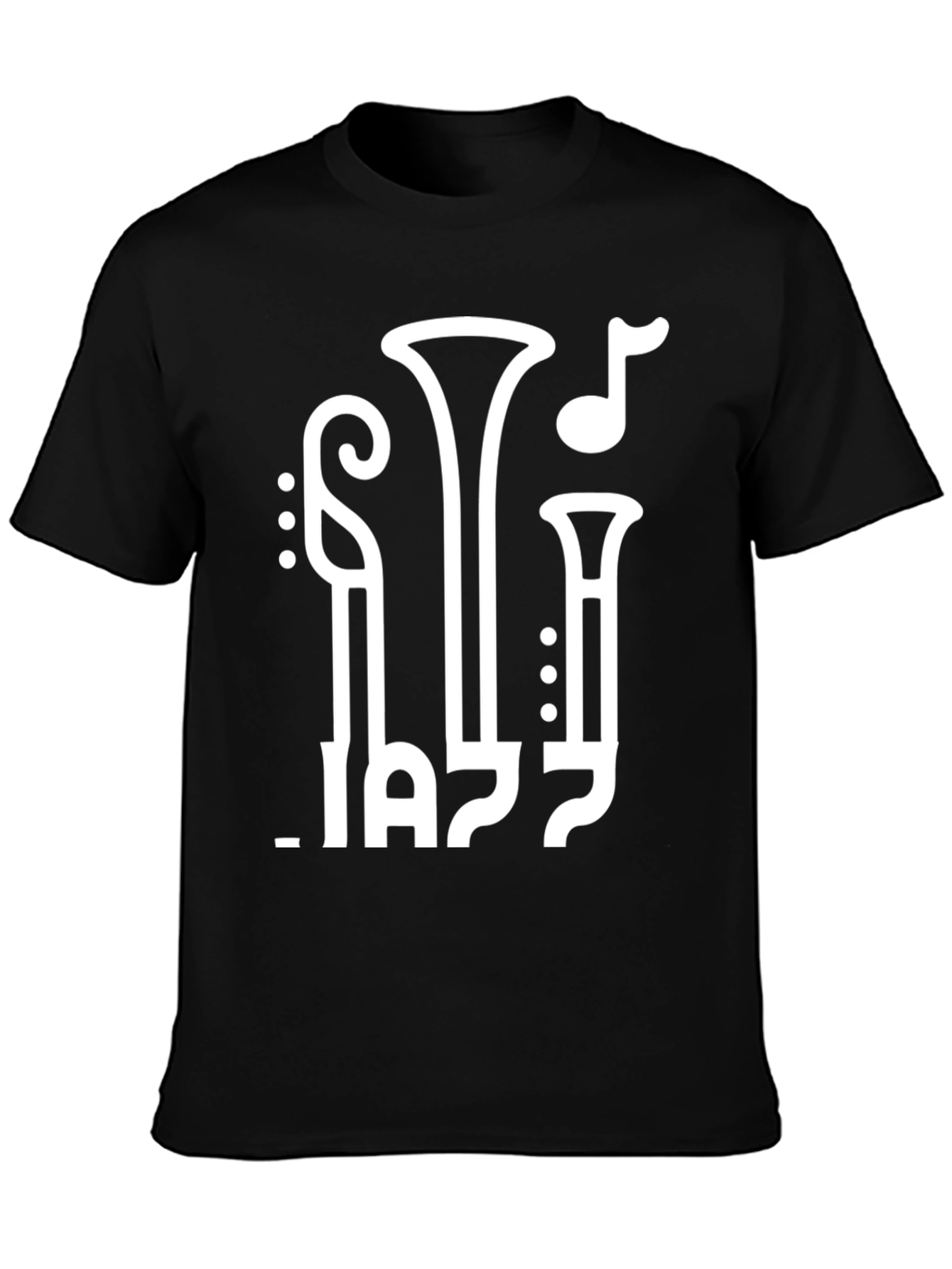 JAZZ Music T-Shirt Graphic Tee Trumpet Black