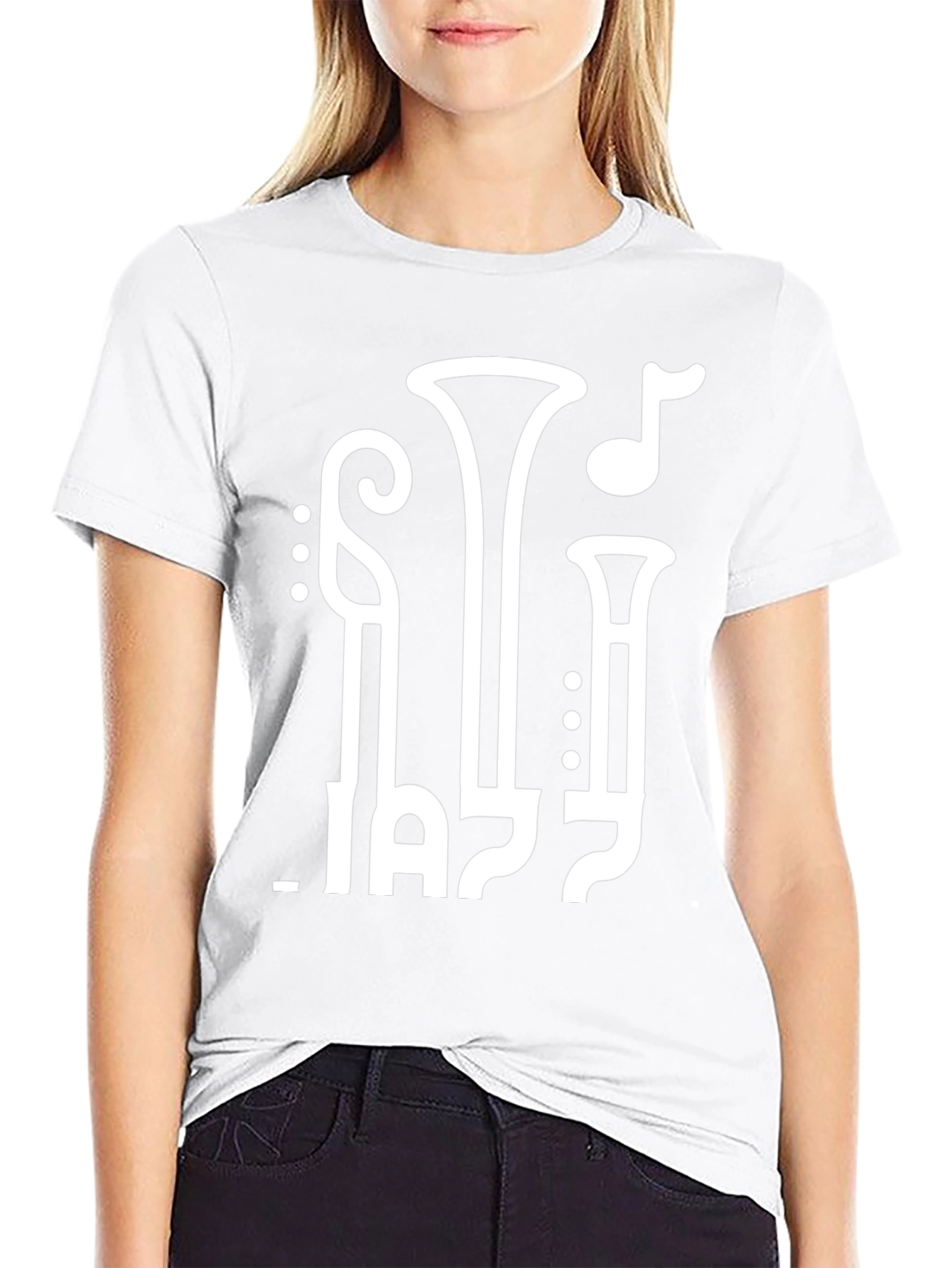 JAZZ Music T-Shirt Graphic Tee Trumpet Black