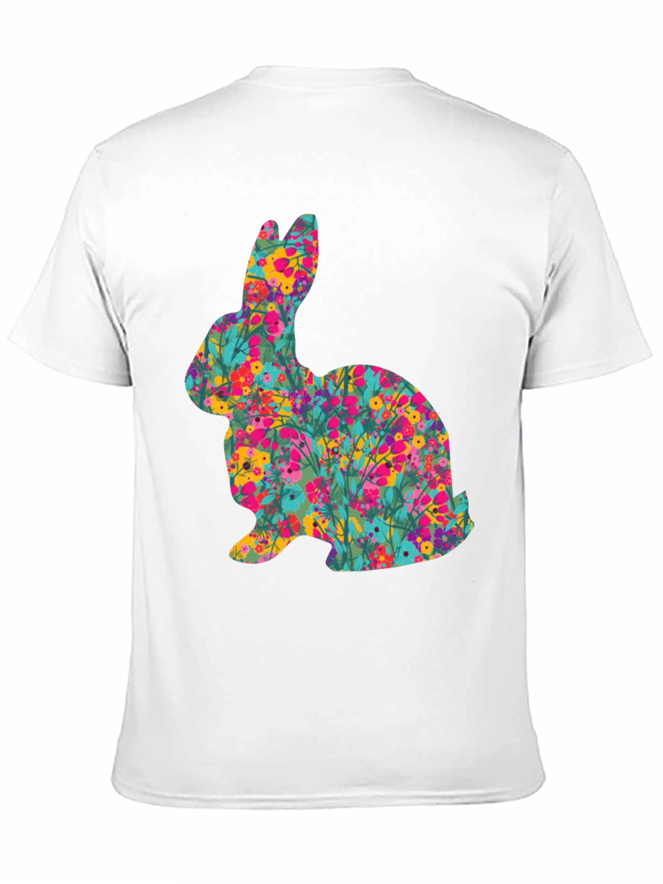 Floral Easter Bunny Black T-Shirt