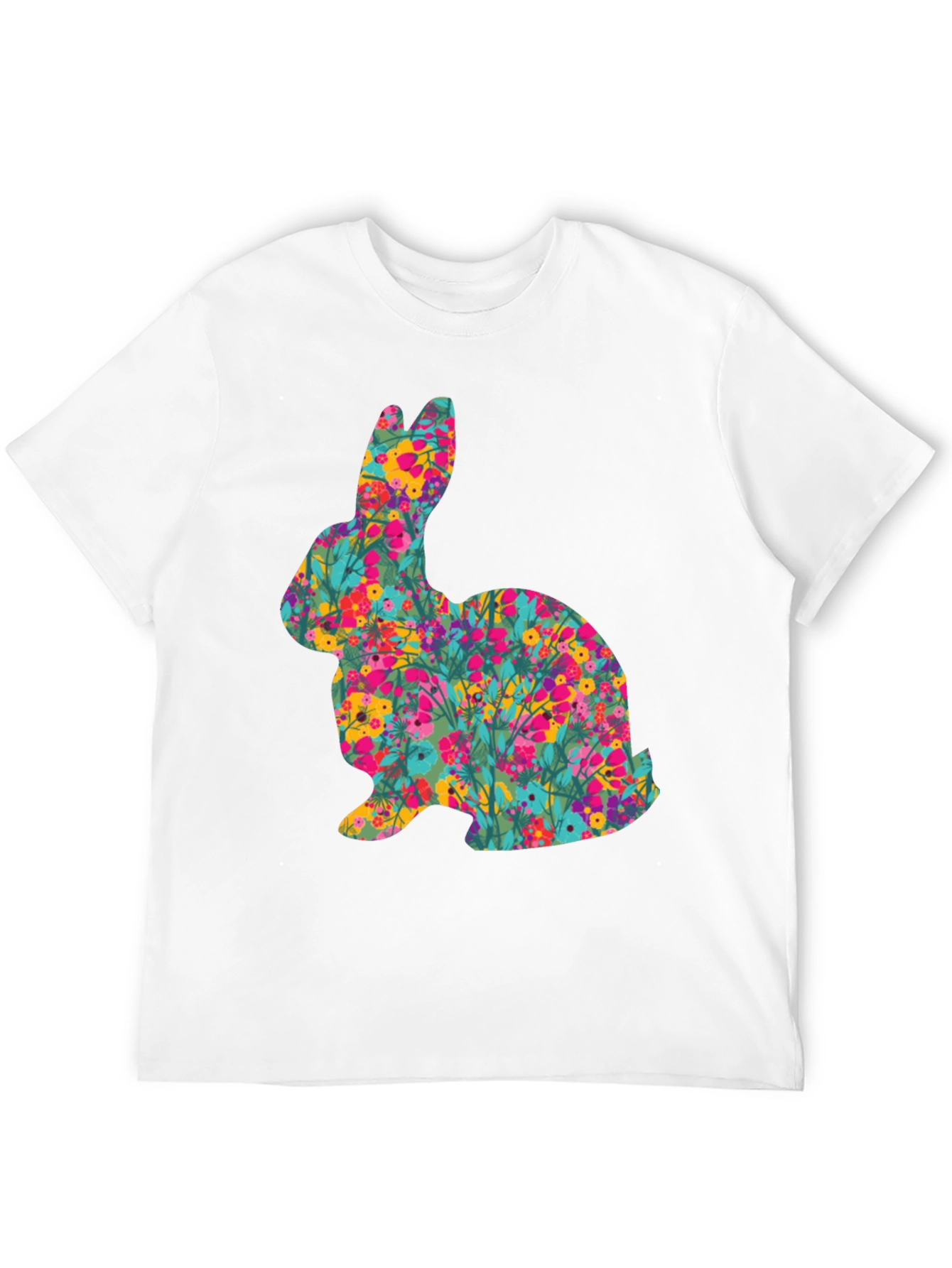 Floral Easter Bunny Black T-Shirt