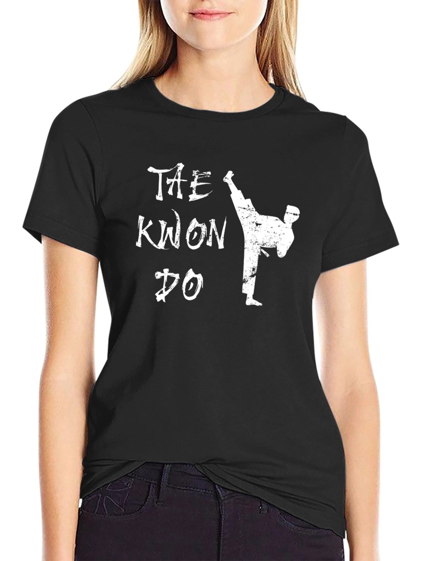 Taekwondo T-Shirt - Martial Arts Kick Design - Black