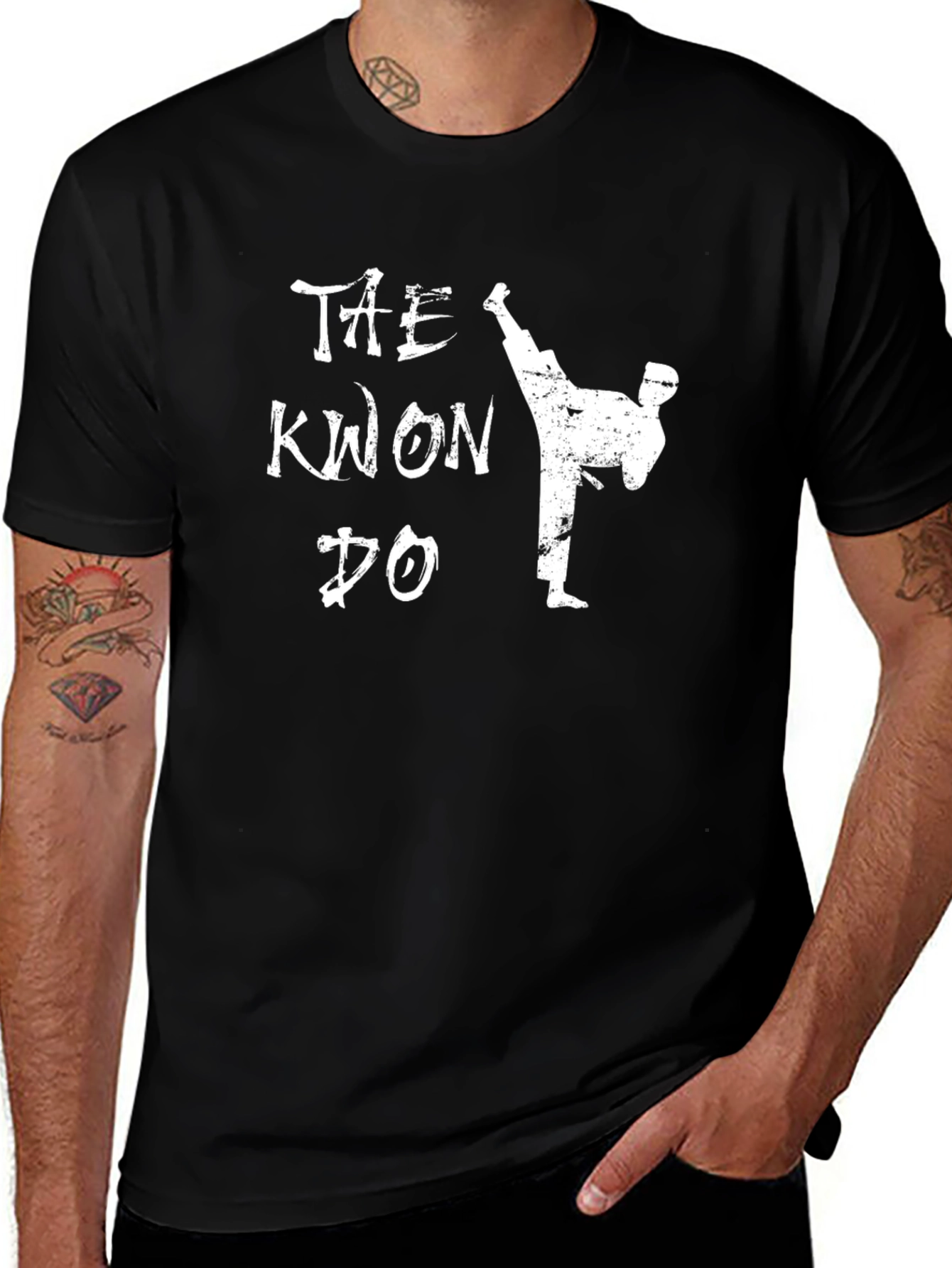 Taekwondo T-Shirt - Martial Arts Kick Design - Black