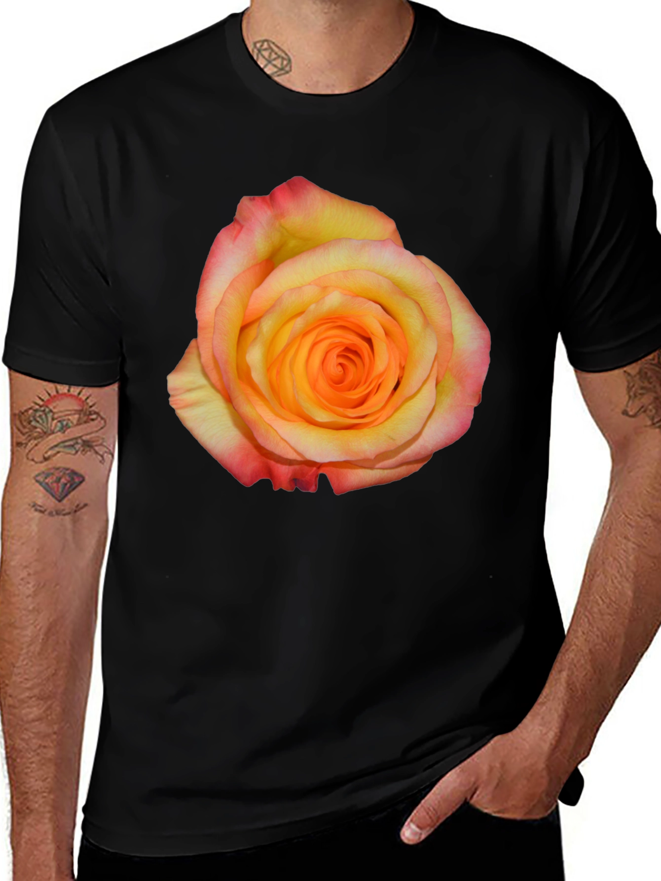 Rose Graphic Black T-Shirt