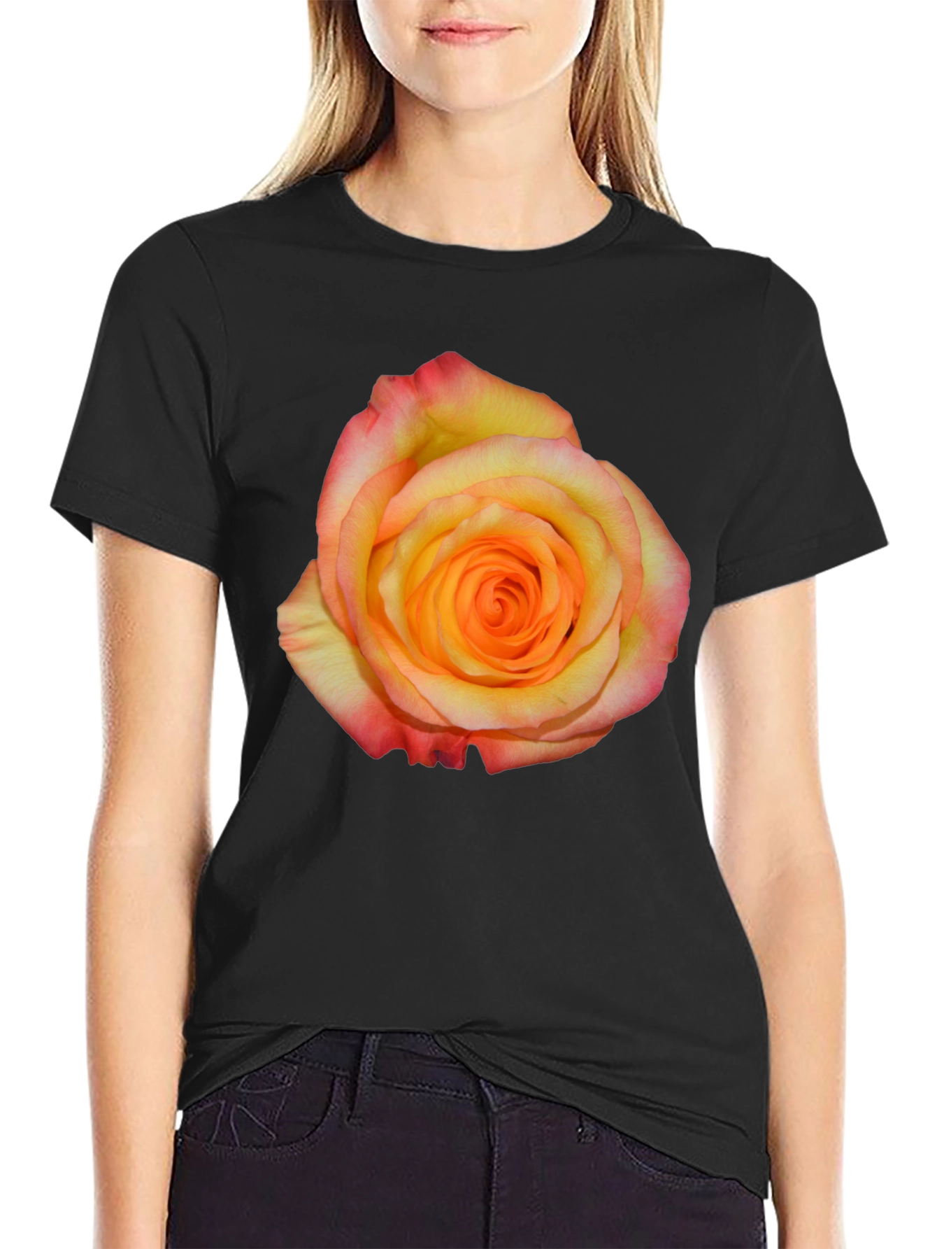 Rose Graphic Black T-Shirt