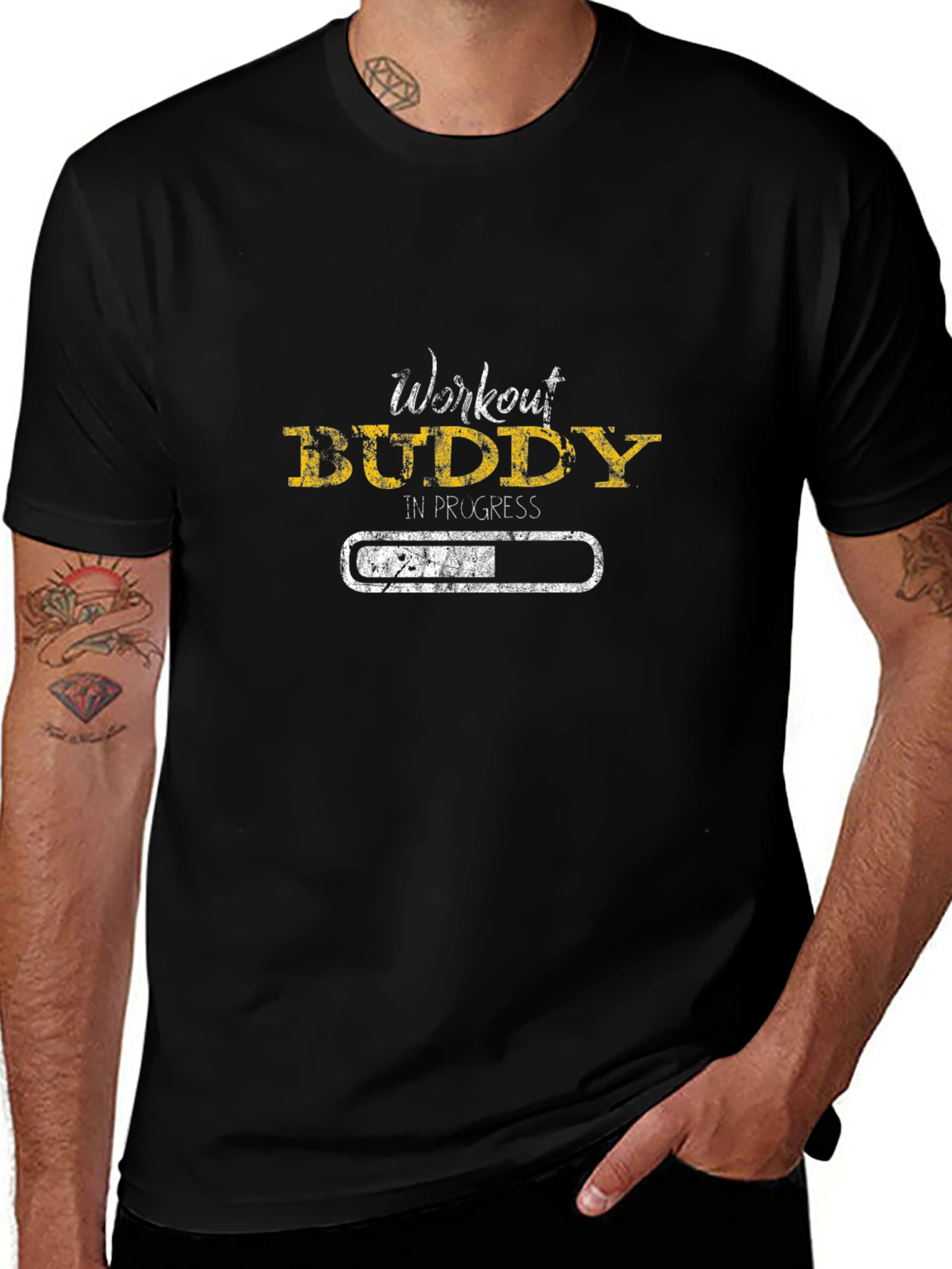 Workout Buddy in Progress Black T-Shirt