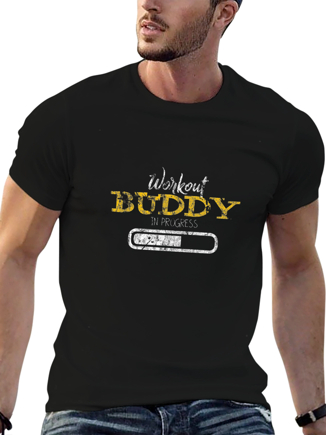 Workout Buddy in Progress Black T-Shirt