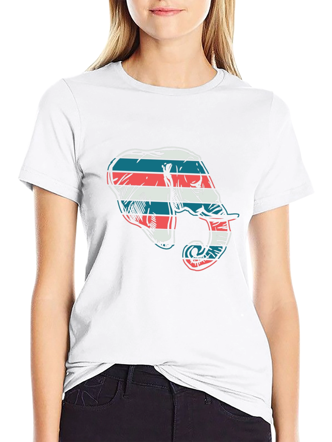 Striped Elephant Graphic Tee - Cool Casual Style