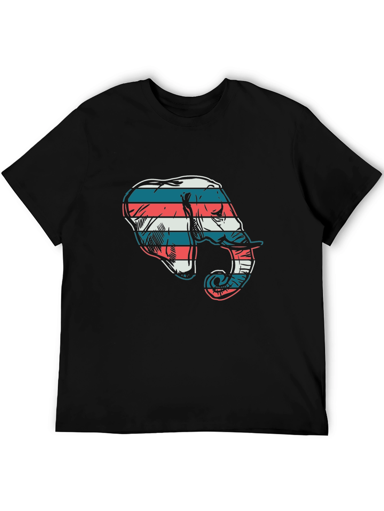 Striped Elephant Graphic Tee - Cool Casual Style
