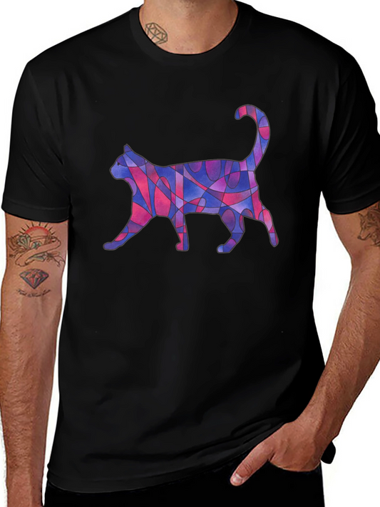 Abstract Cat Art Graphic T-Shirt