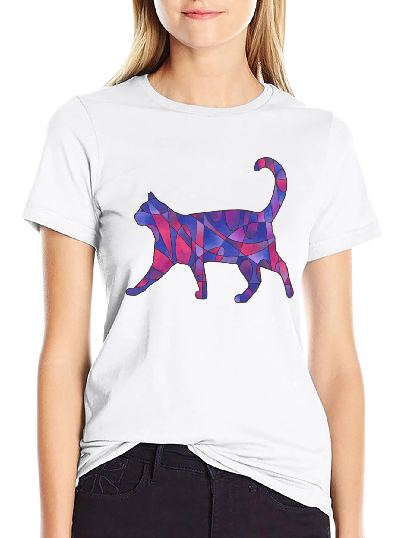 Abstract Cat Art Graphic T-Shirt