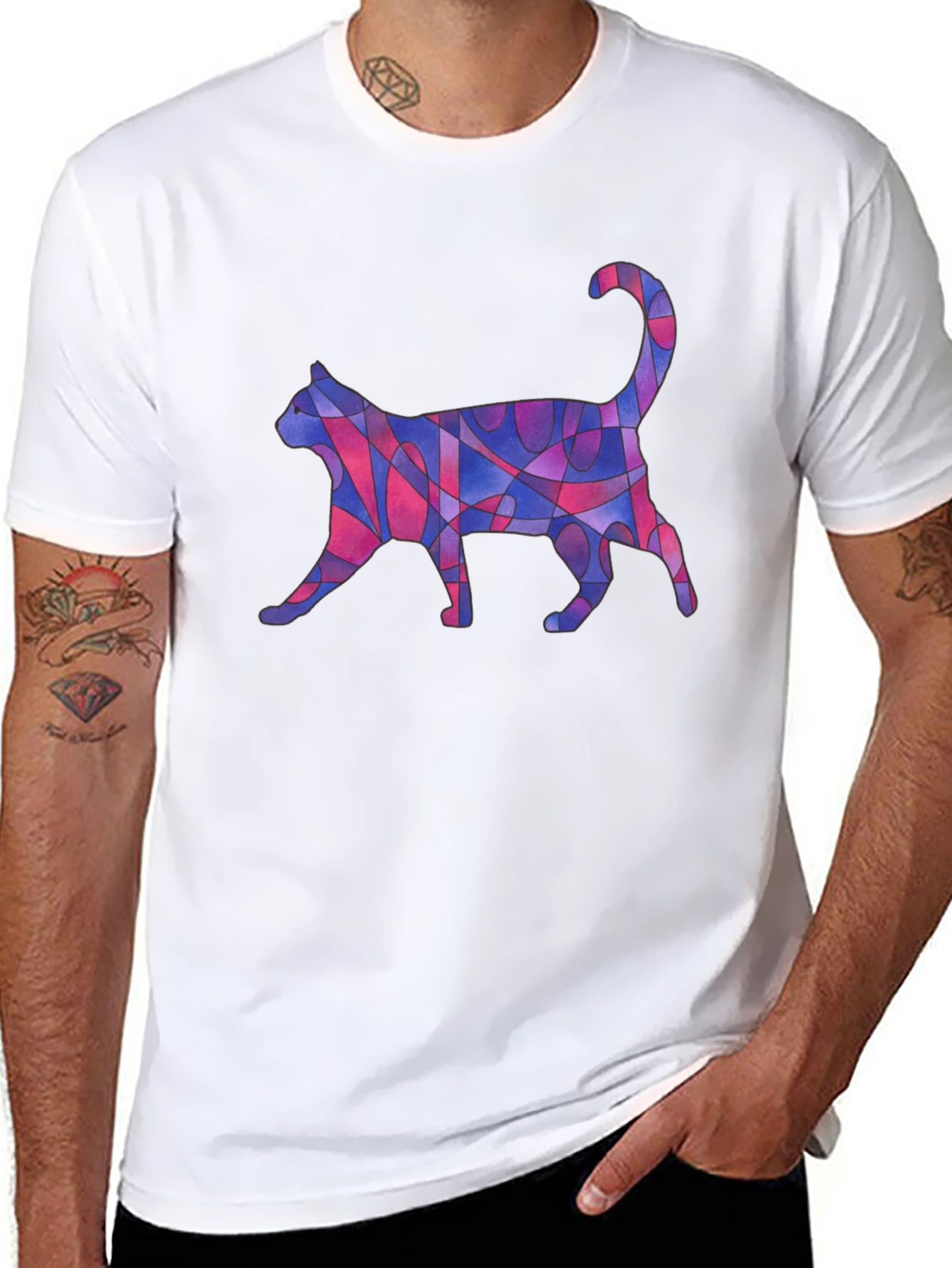 Abstract Cat Art Graphic T-Shirt