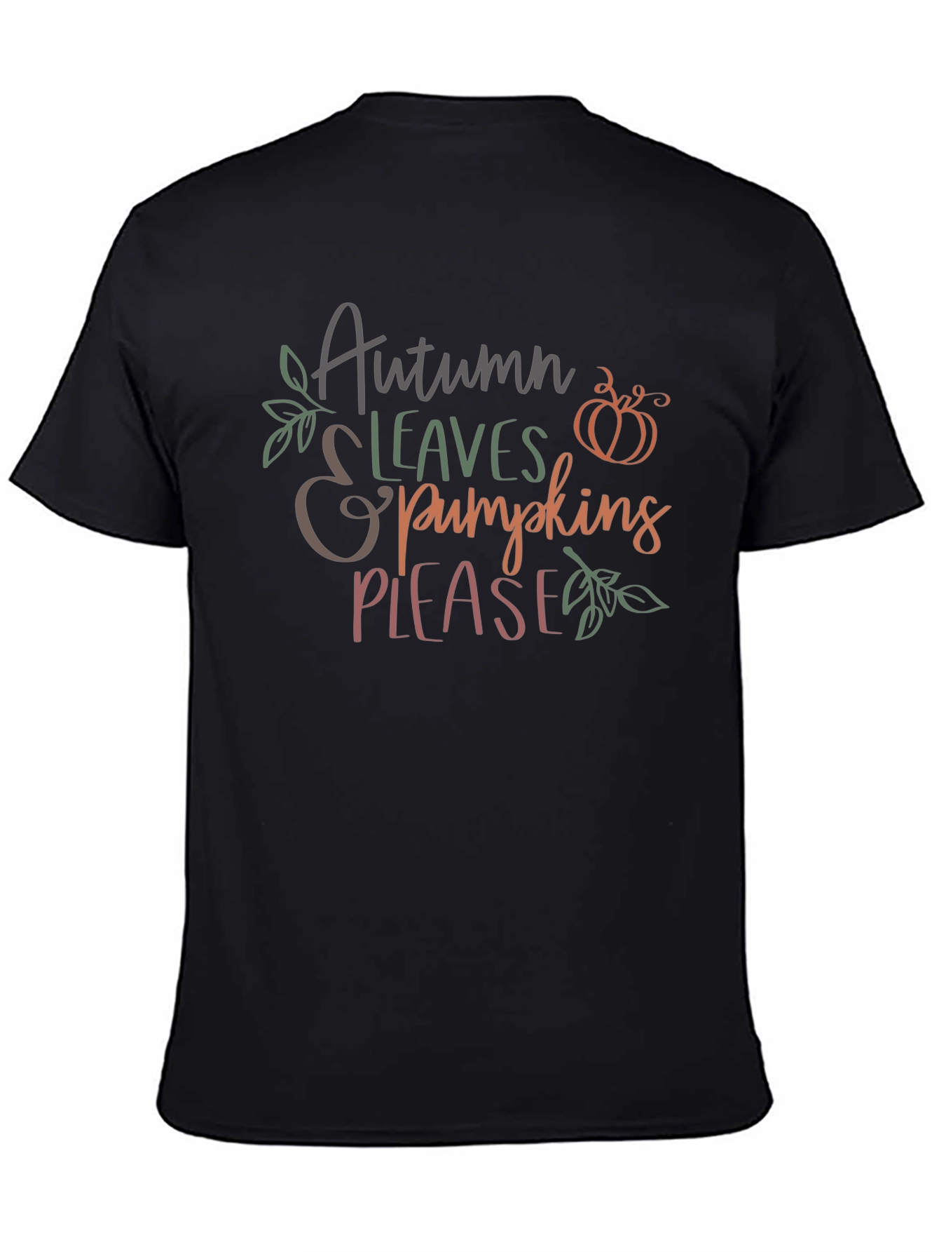 Autumn Leaves & Pumpkins Please Graphic T-Shirt