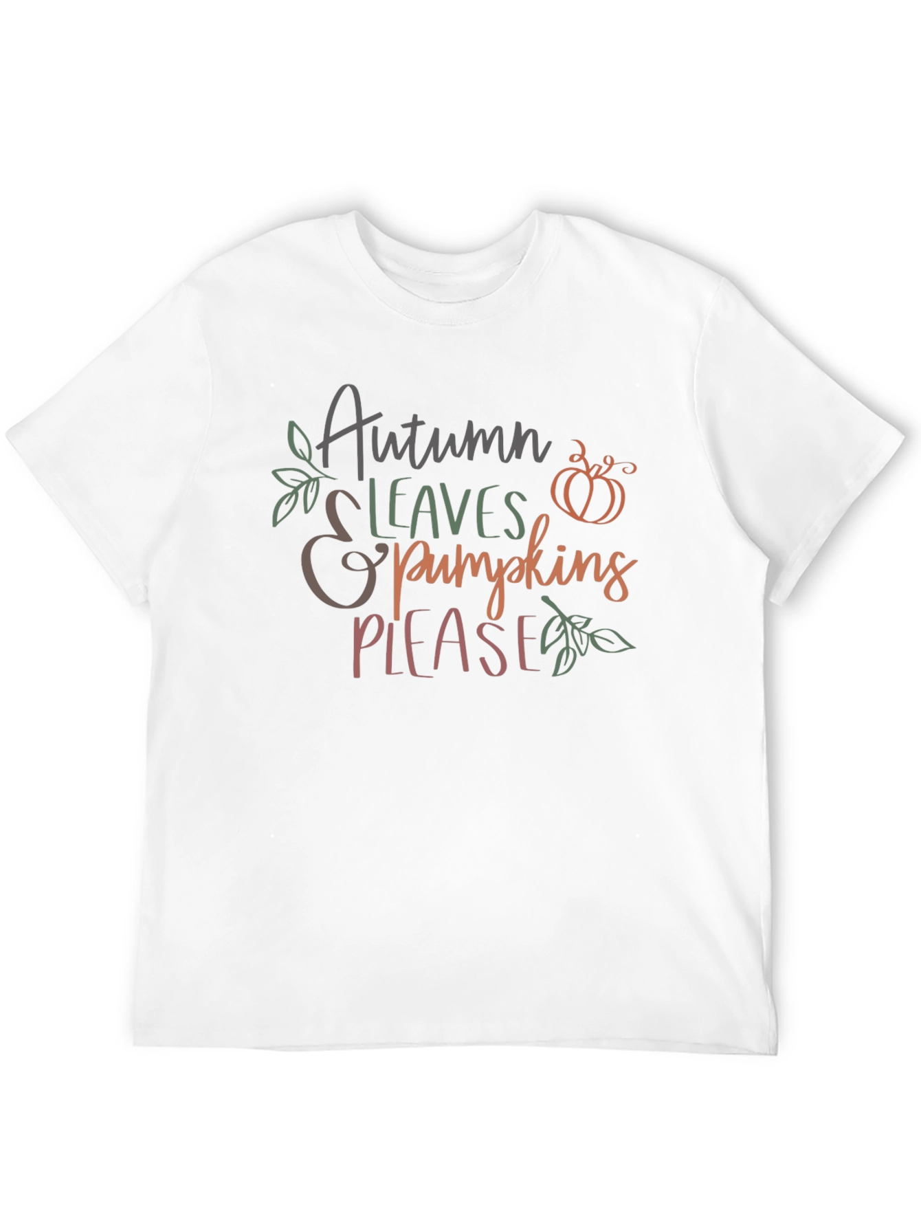 Autumn Leaves & Pumpkins Please Graphic T-Shirt
