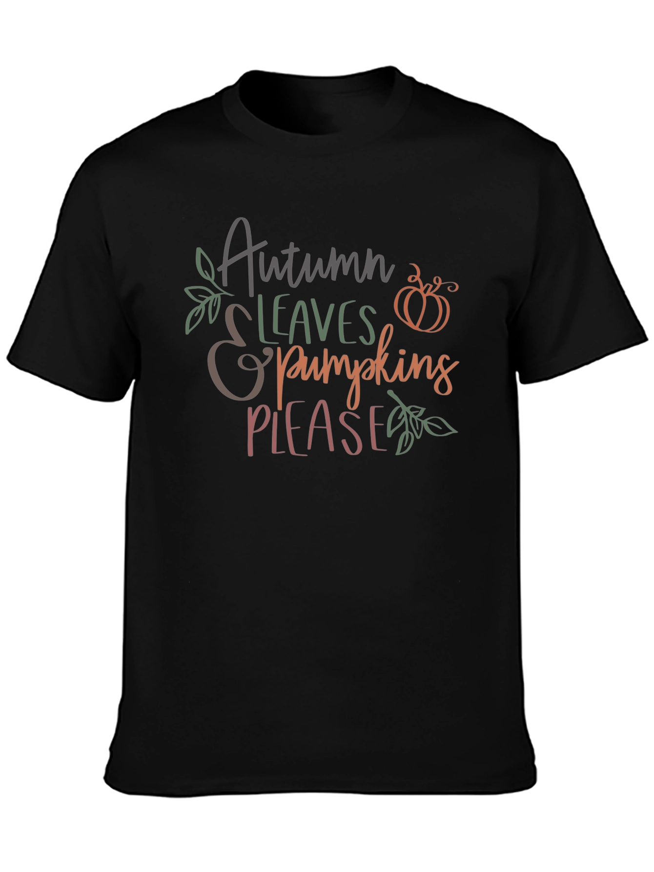 Autumn Leaves & Pumpkins Please Graphic T-Shirt