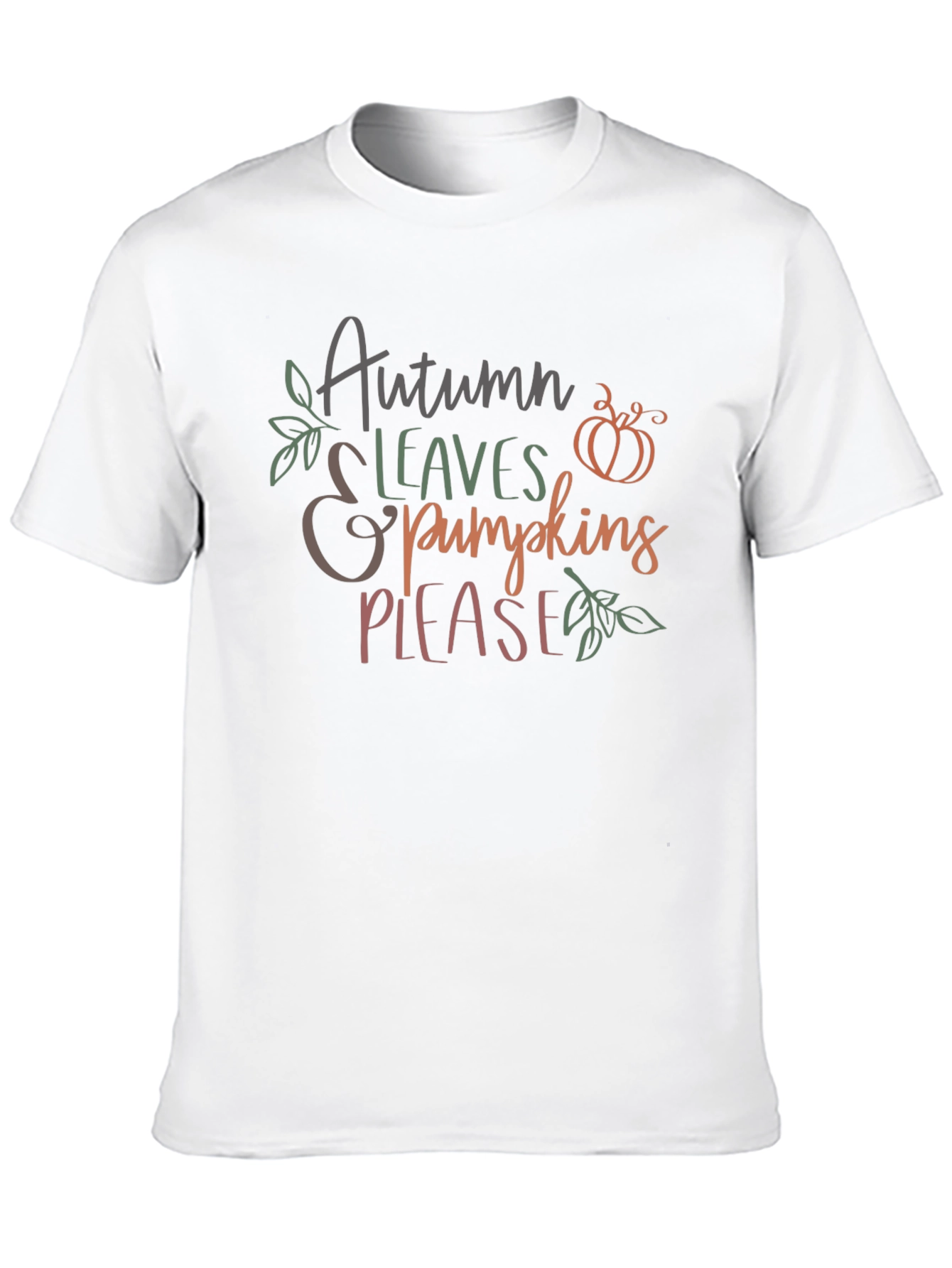 Autumn Leaves & Pumpkins Please Graphic T-Shirt