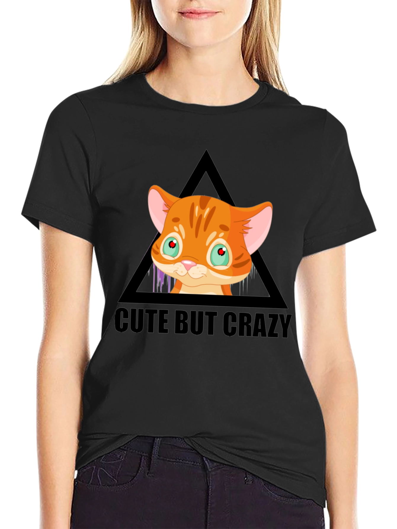 Cute But Crazy Cat Graphic Tee