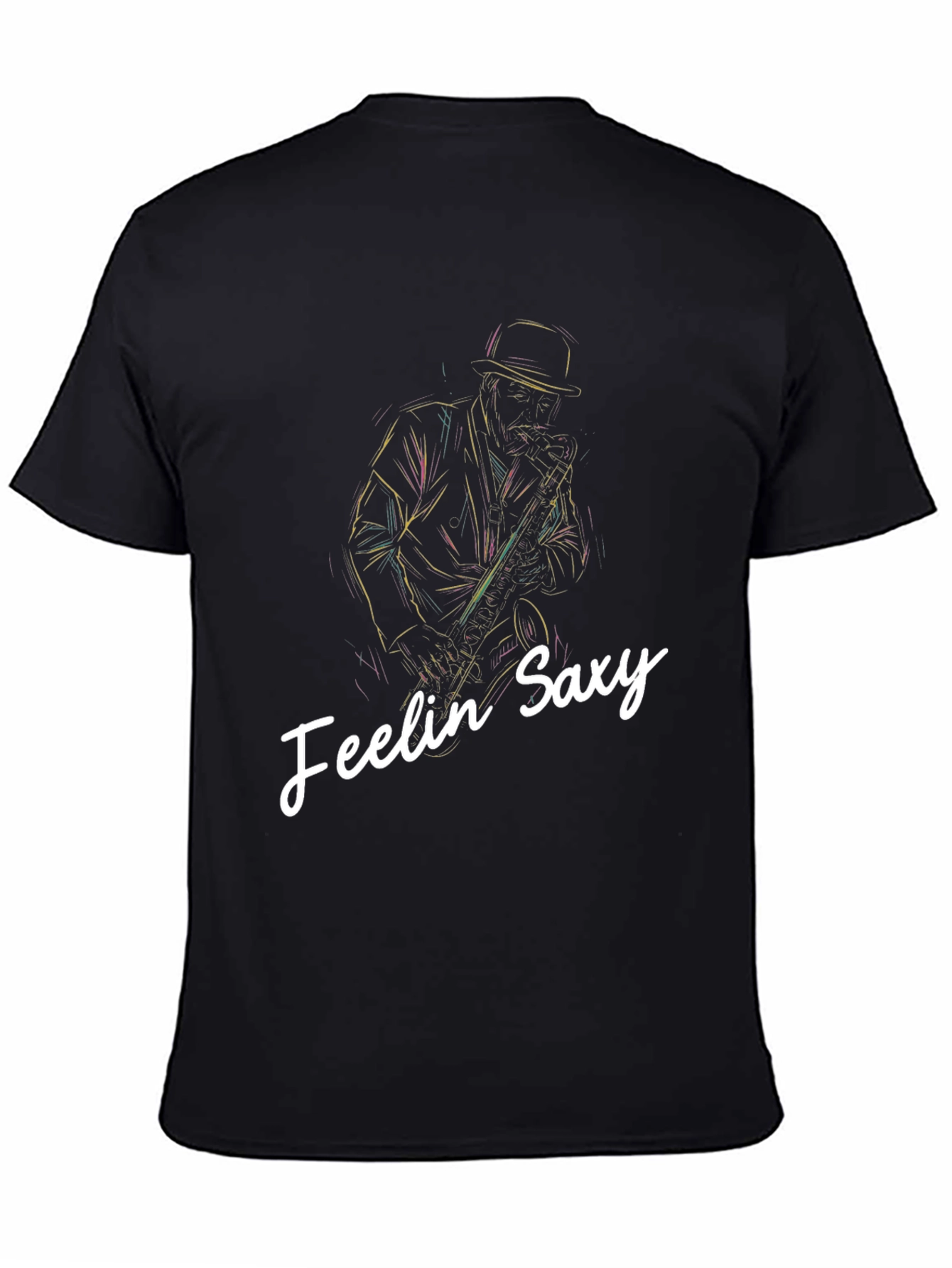 Feelin Saxy Black Graphic T-Shirt