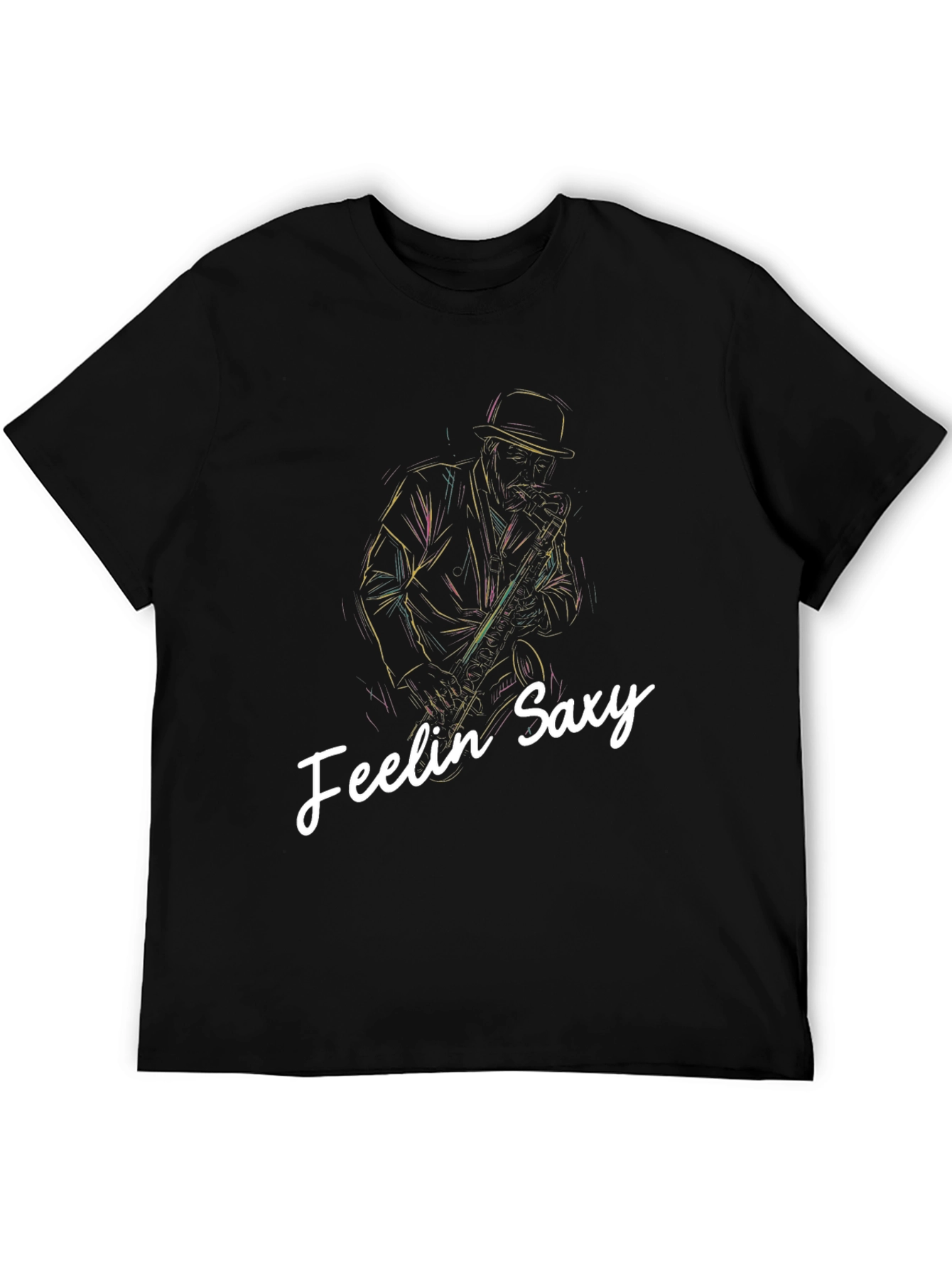 Feelin Saxy Black Graphic T-Shirt