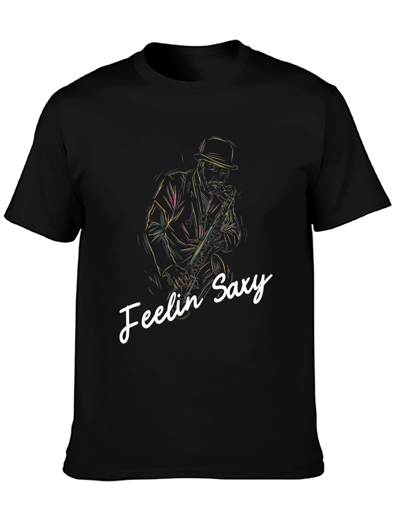 Feelin Saxy Black Graphic T-Shirt