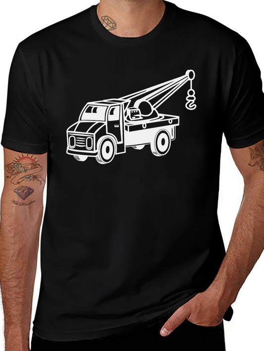 Tow Truck Graphic Tee - Mens Black Short Sleeve Shirt