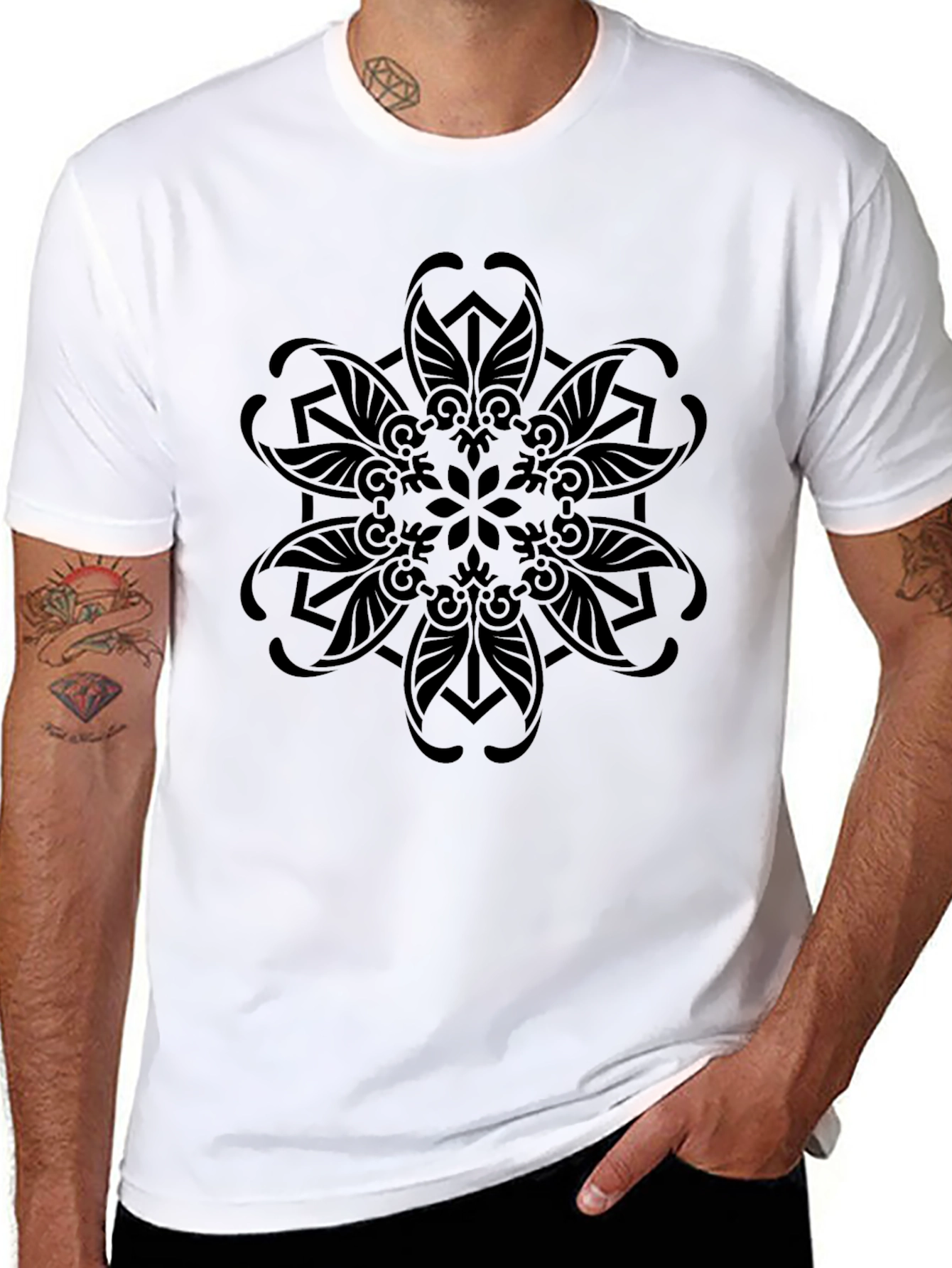 Black Mandala Graphic Tee - Stylish Comfort