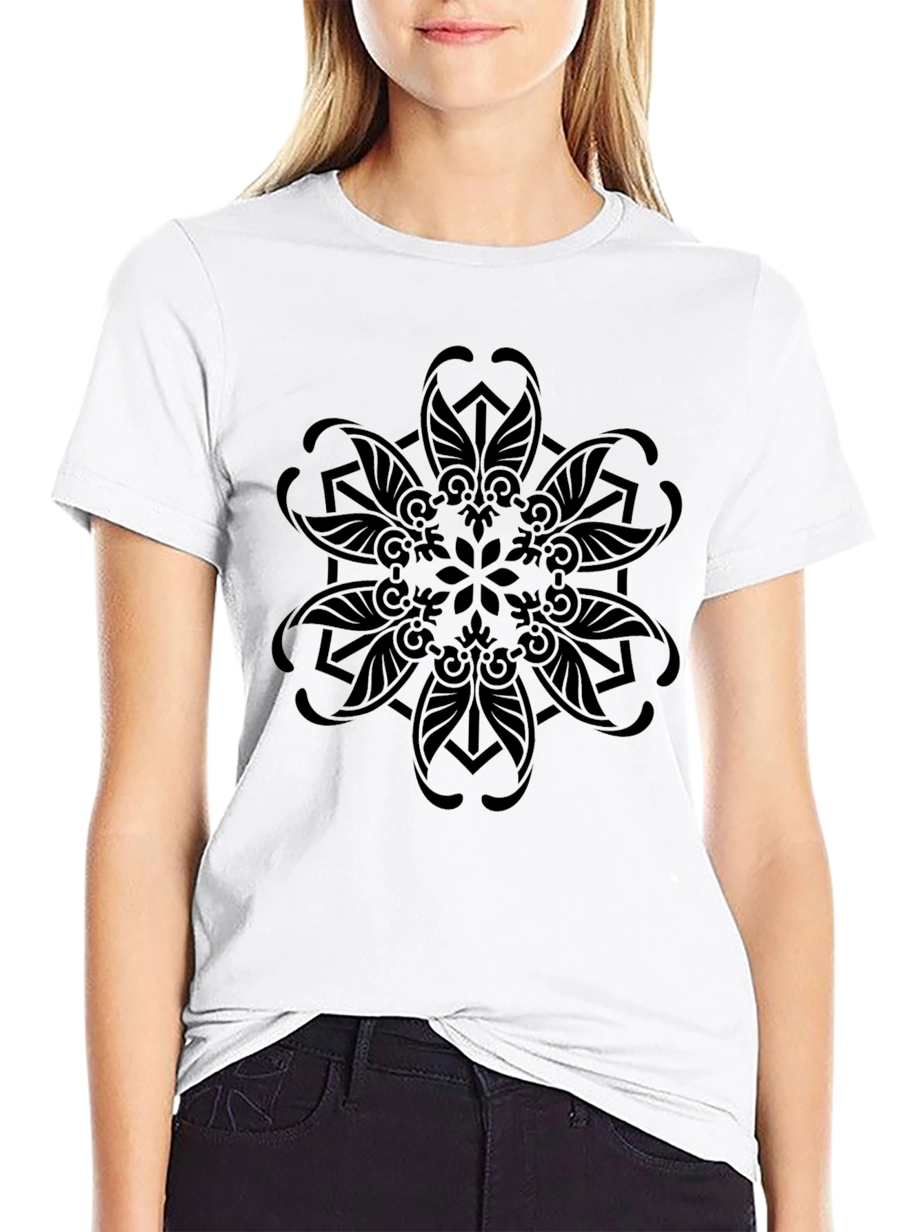 Black Mandala Graphic Tee - Stylish Comfort