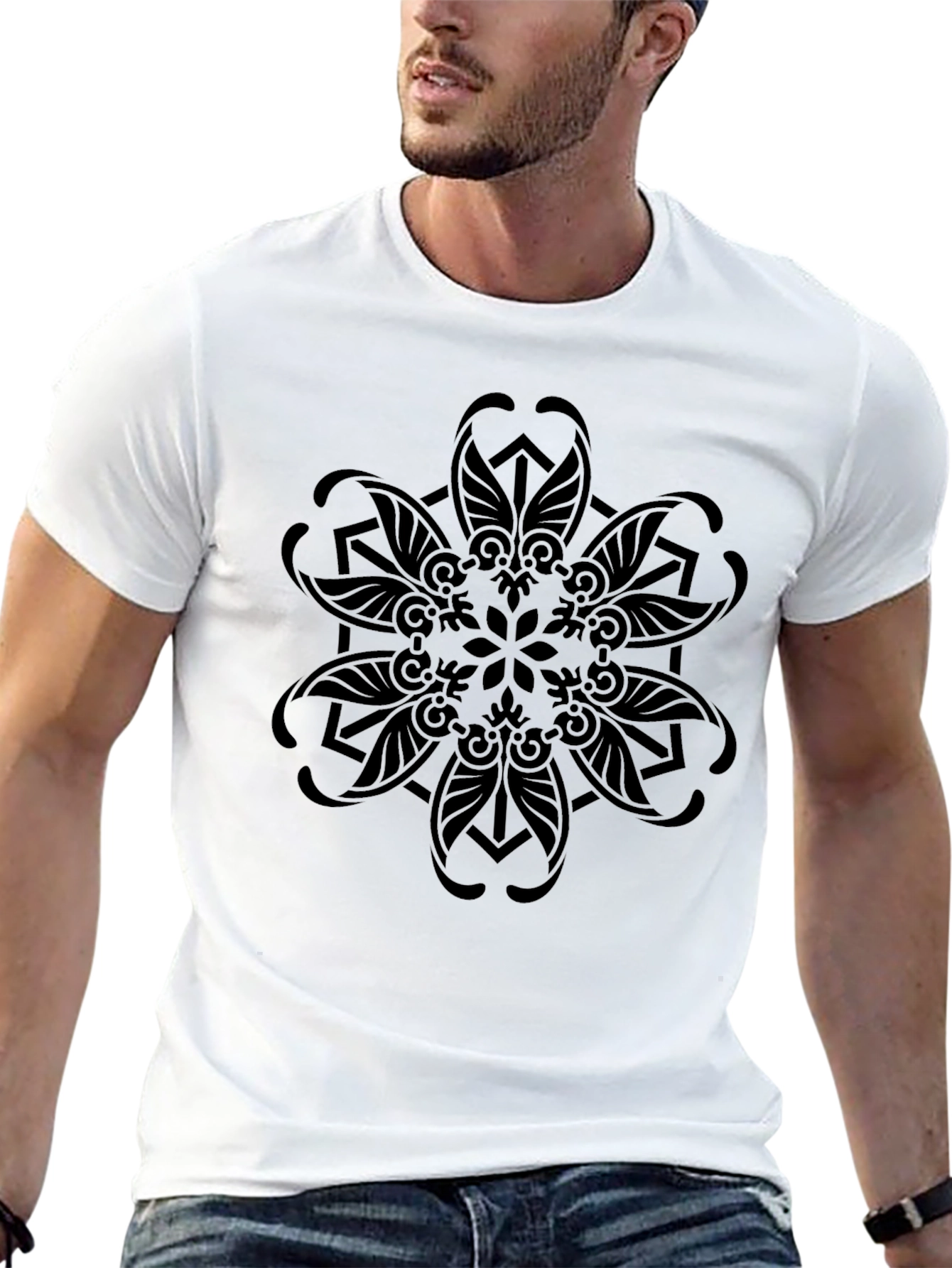 Black Mandala Graphic Tee - Stylish Comfort