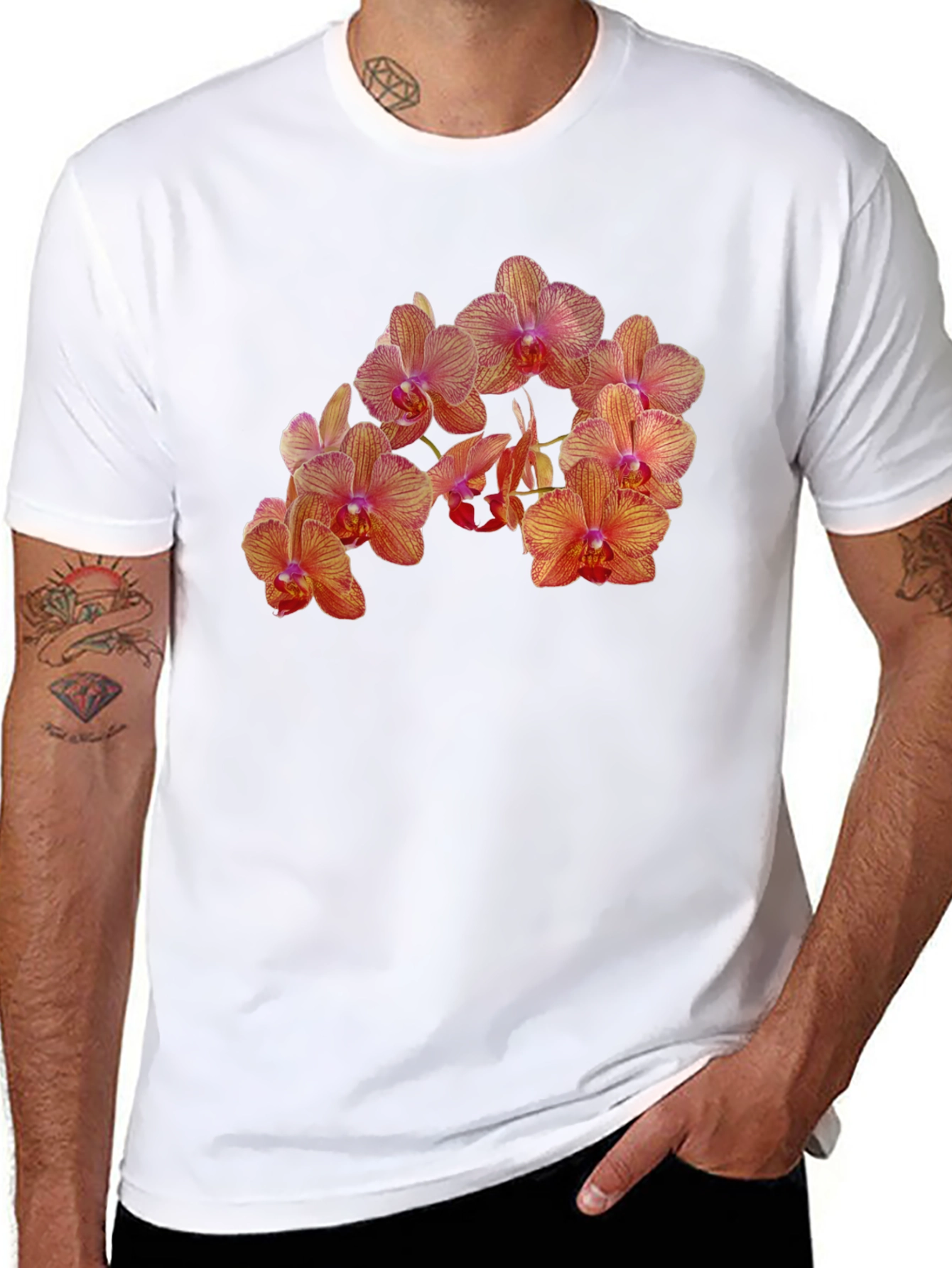 Orchid Flower Print T-Shirt