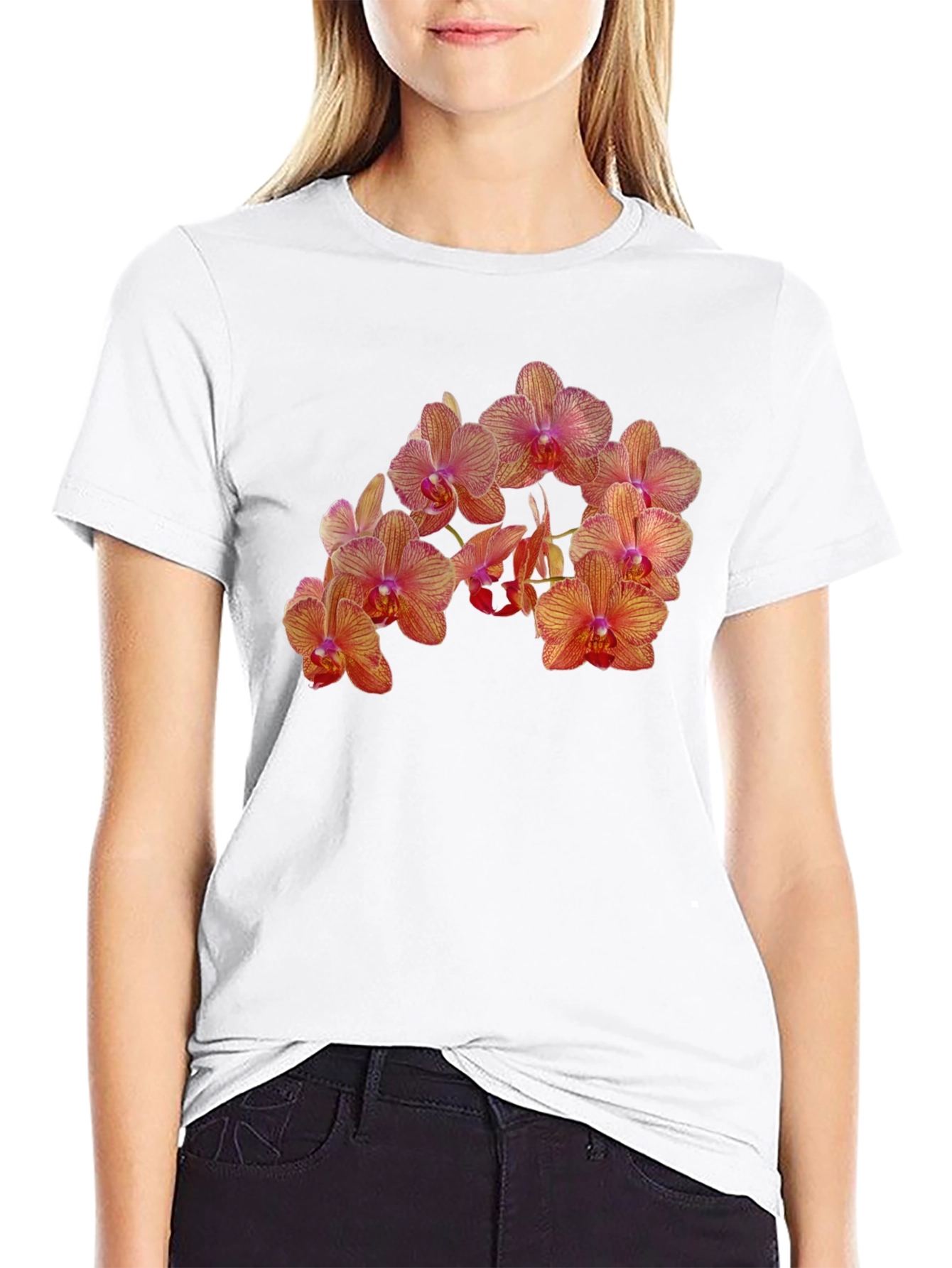 Orchid Flower Print T-Shirt