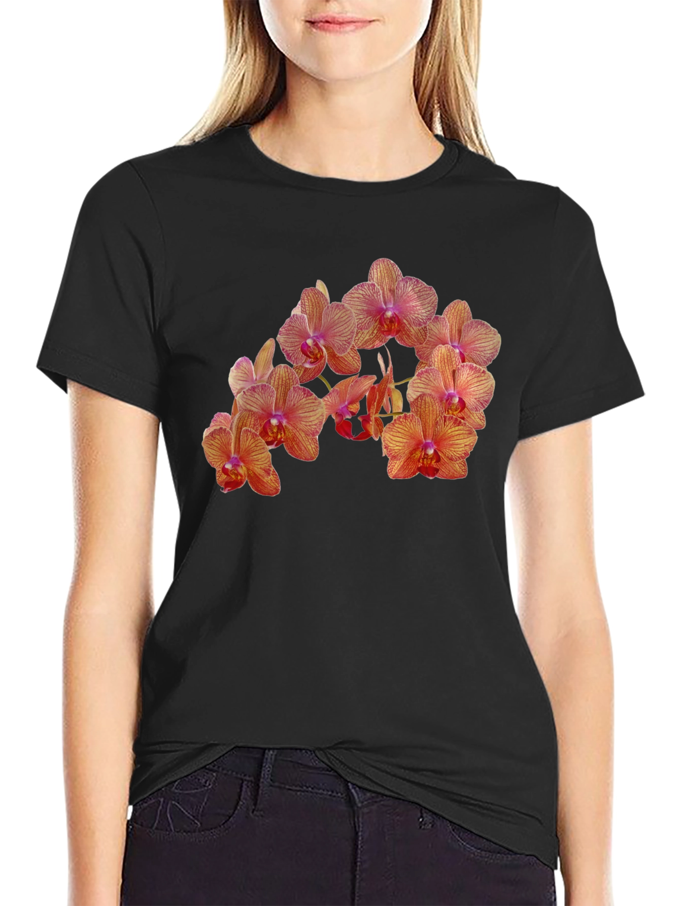 Orchid Flower Print T-Shirt