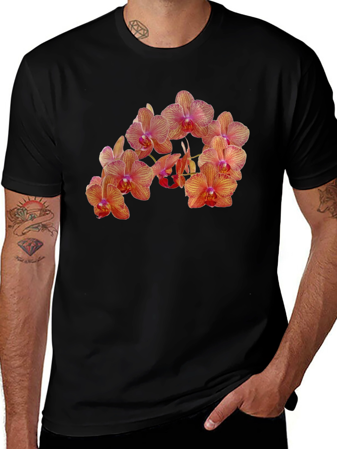 Orchid Flower Print T-Shirt