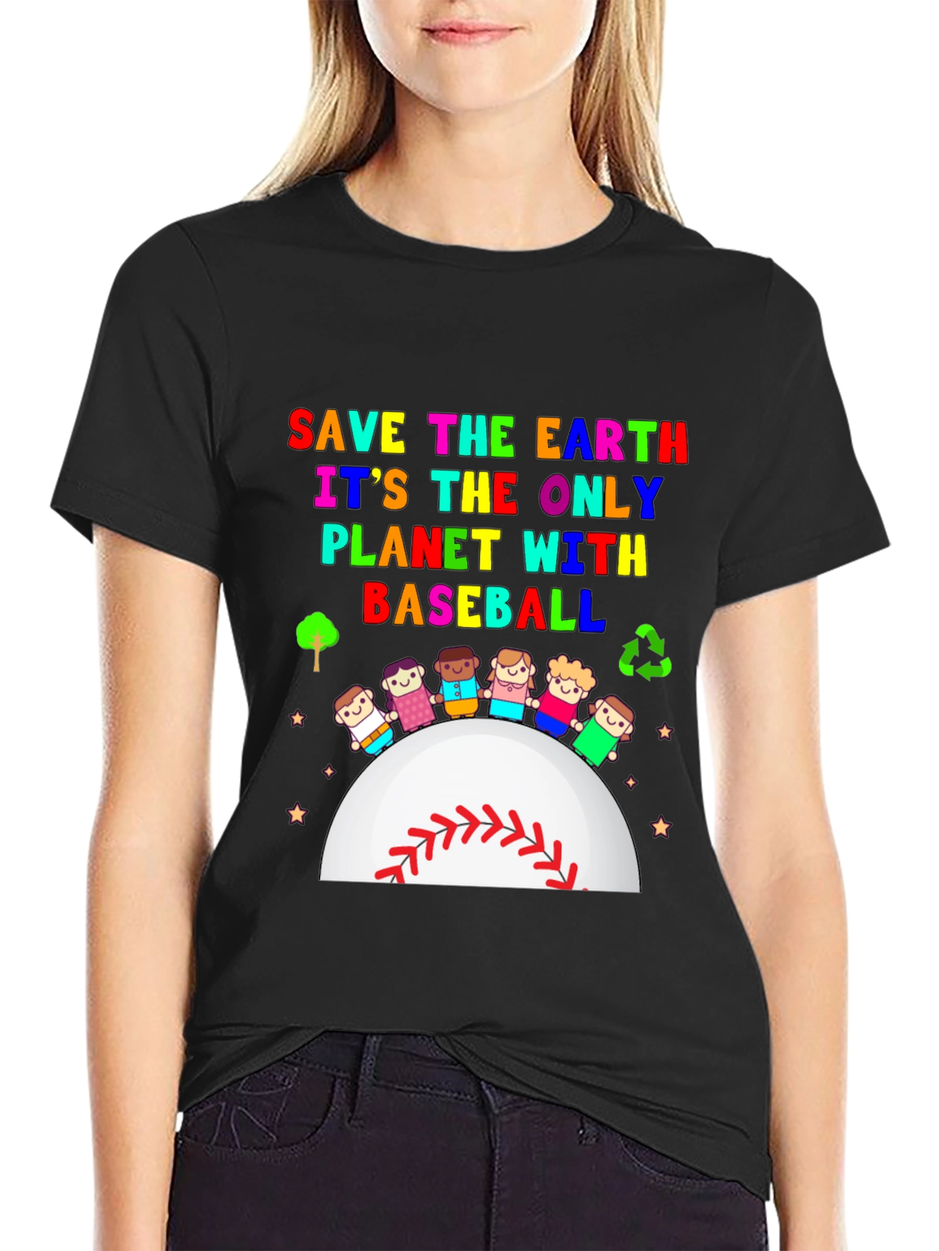 Save the Earth Baseball Planet Graphic Tee