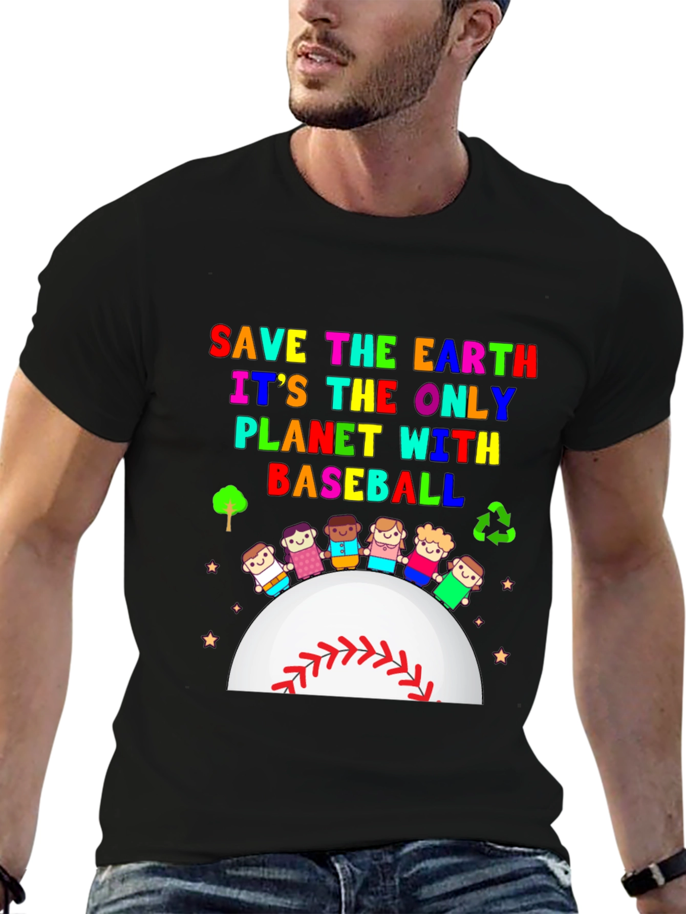 Save the Earth Baseball Planet Graphic Tee