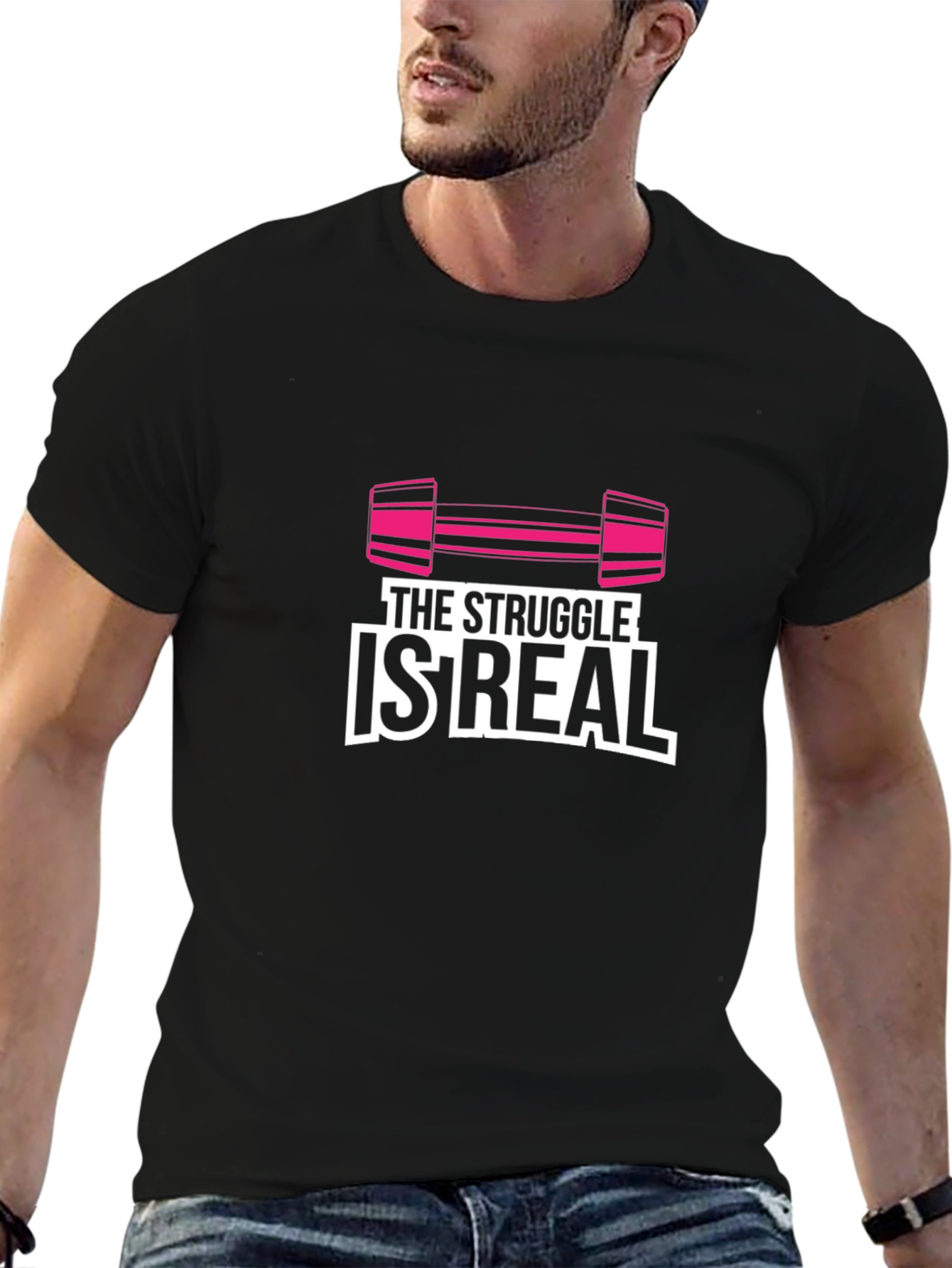 The Struggle Is Real Gym Workout Black T-Shirt