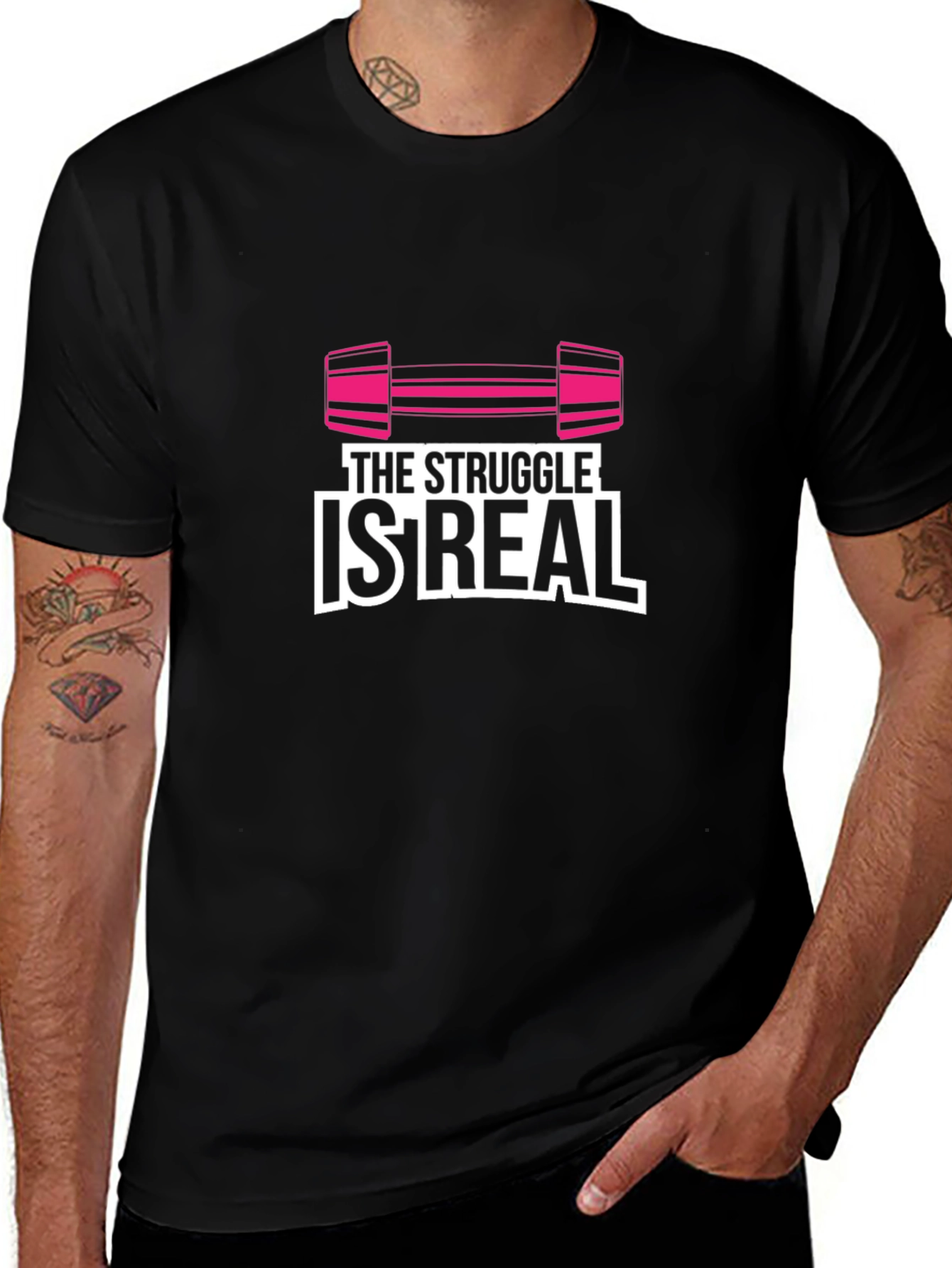 The Struggle Is Real Gym Workout Black T-Shirt