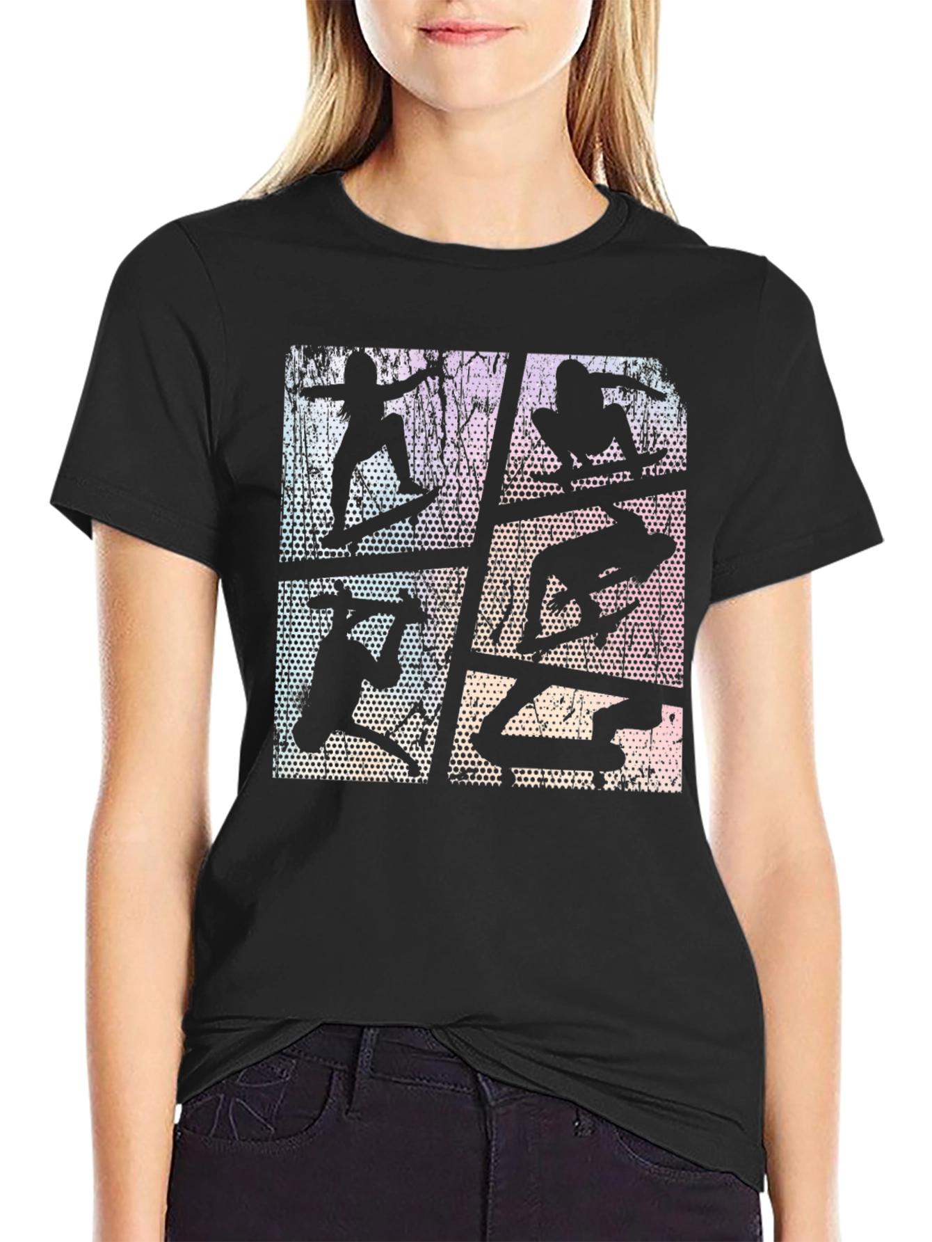 Skateboarding Silhouette Graphic Tee - Retro Style